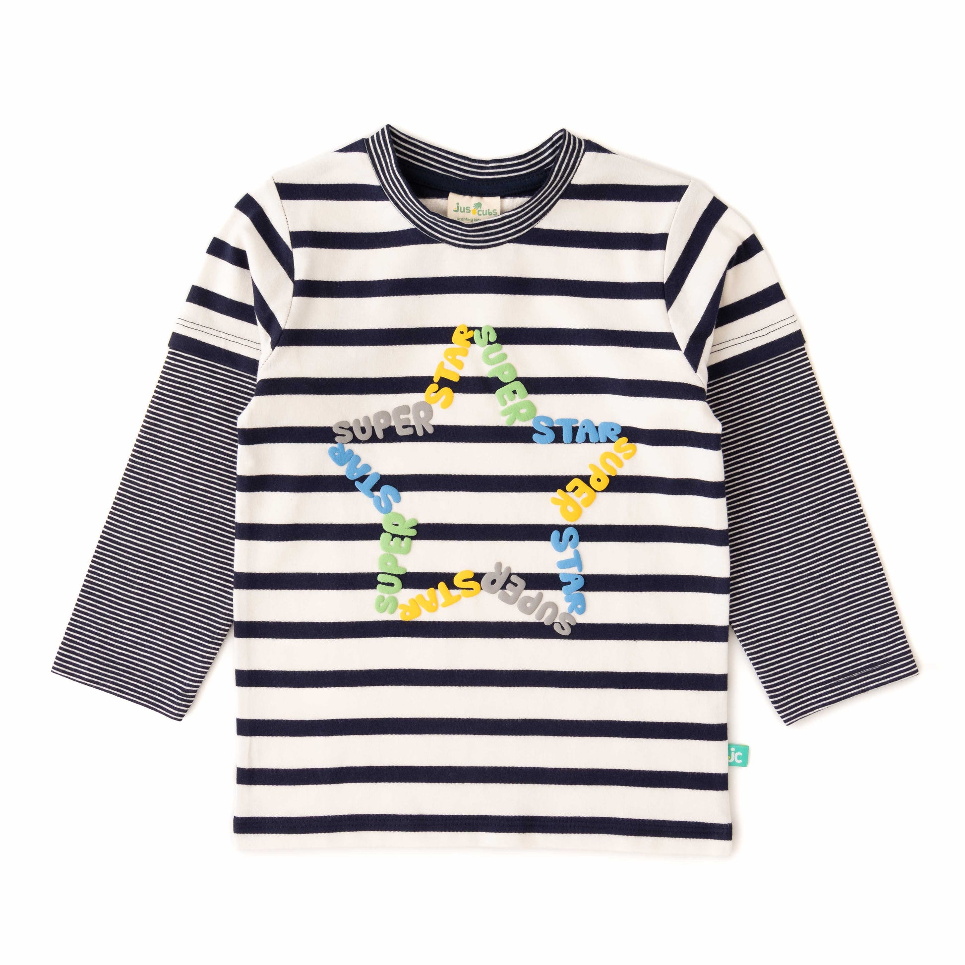 Boys' Striped Long-Sleeve T-Shirt with Superstar Print
