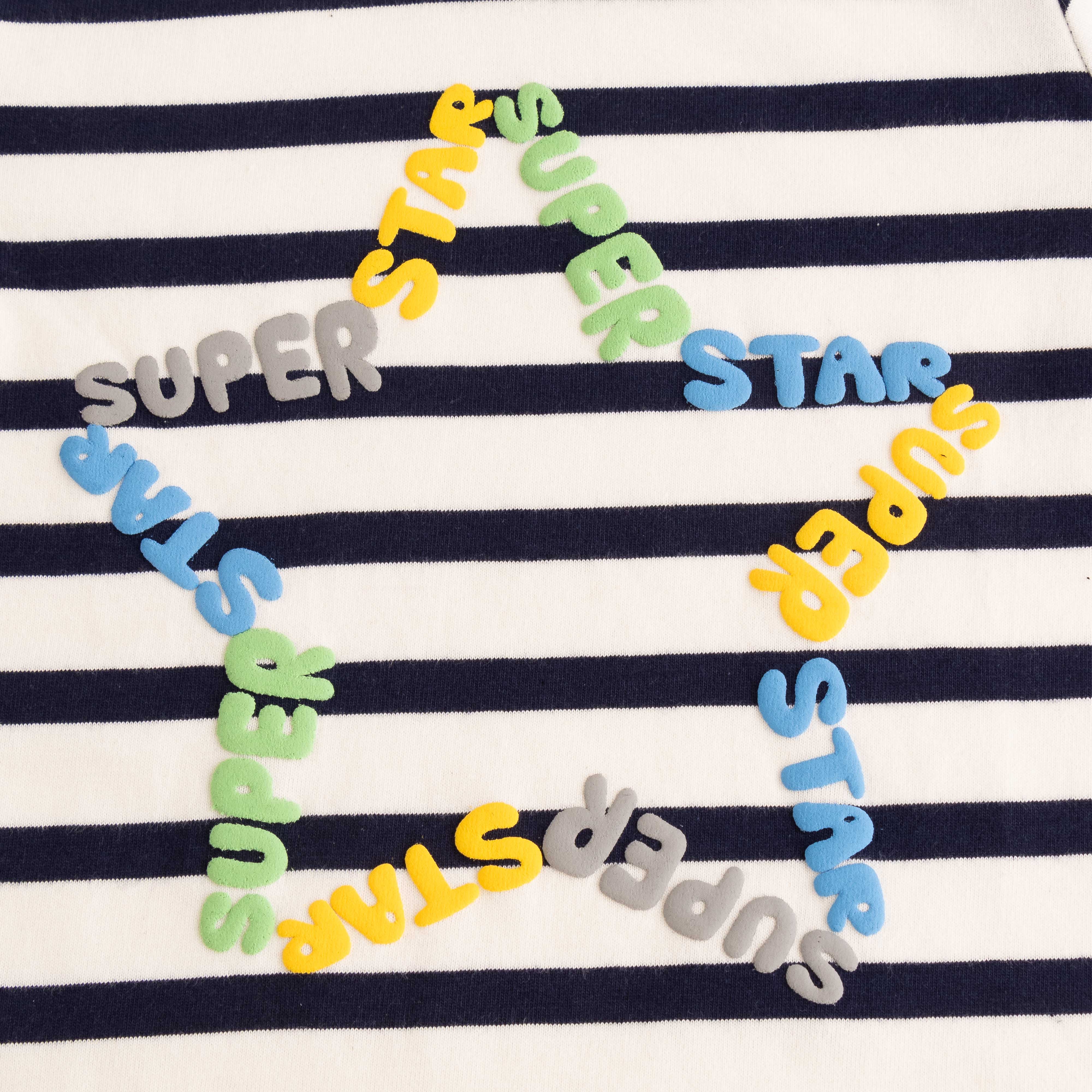 Boys' Striped Long-Sleeve T-Shirt with Superstar Print
