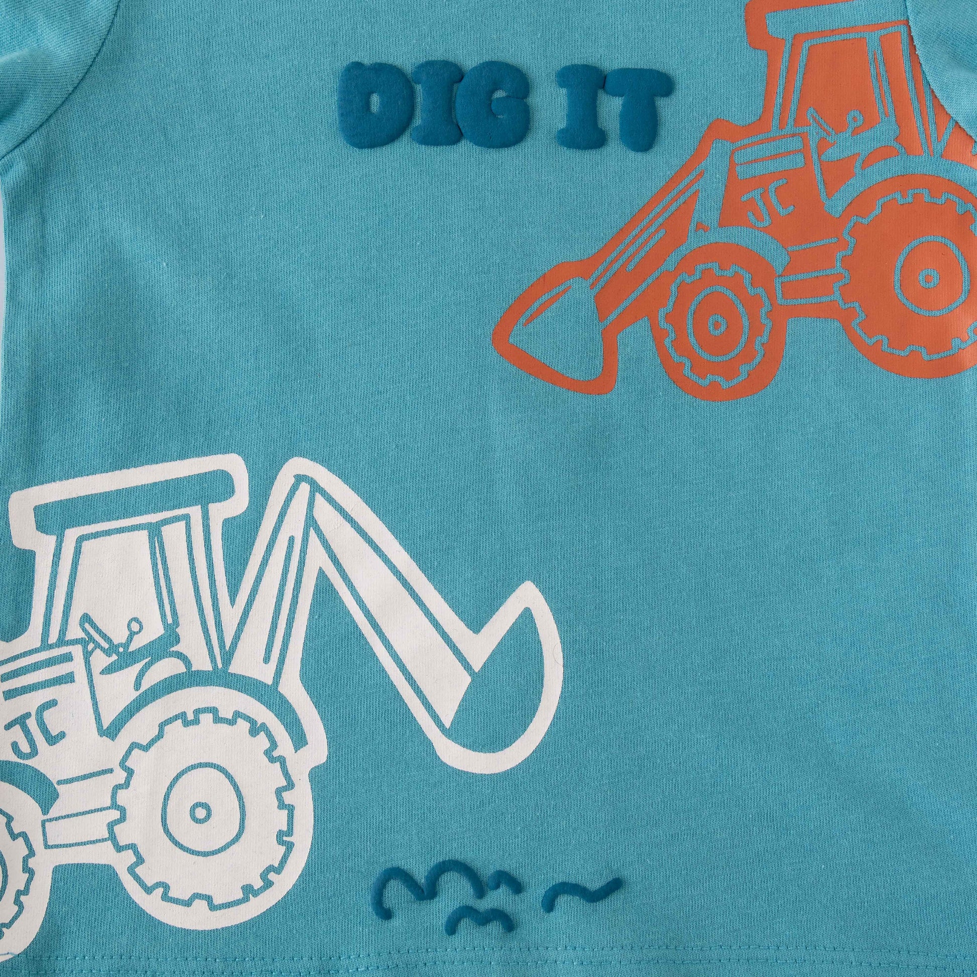 Boys' Blue "Dig It" Long Sleeve T-Shirt with Excavator Print