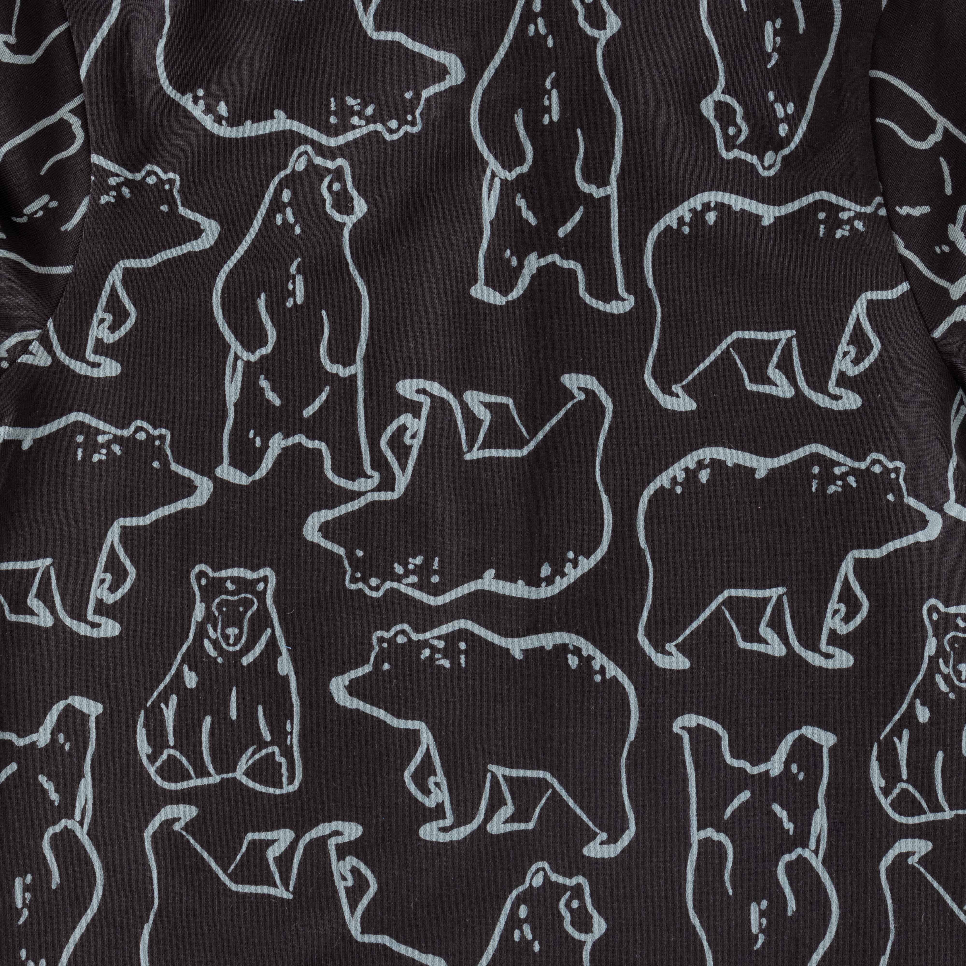 Boys' Bear Print Polo T-Shirt with Contrast Collar