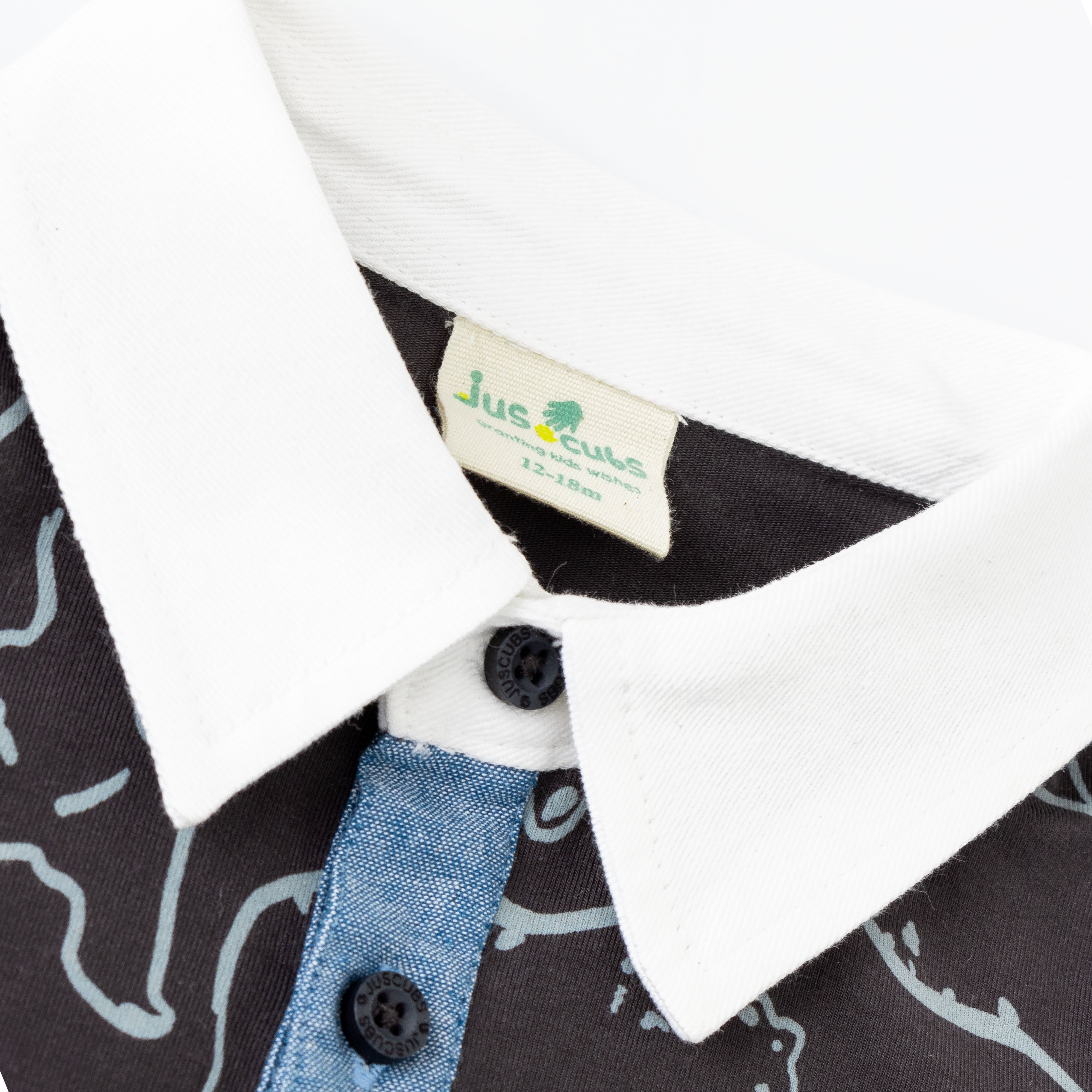 Boys' Bear Print Polo T-Shirt with Contrast Collar