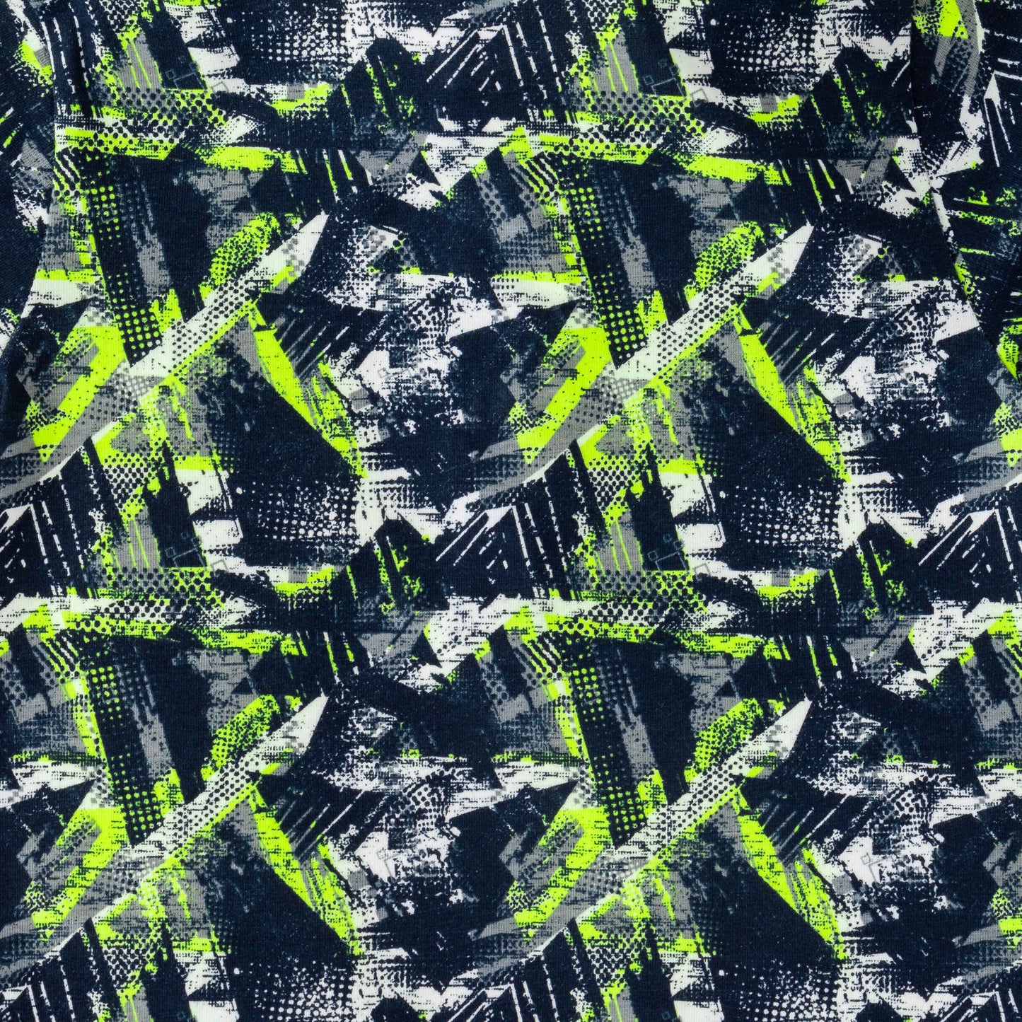 Baby Boys' Navy Blue & Neon Green Abstract Print Polo T-Shirt with Contrast Collar