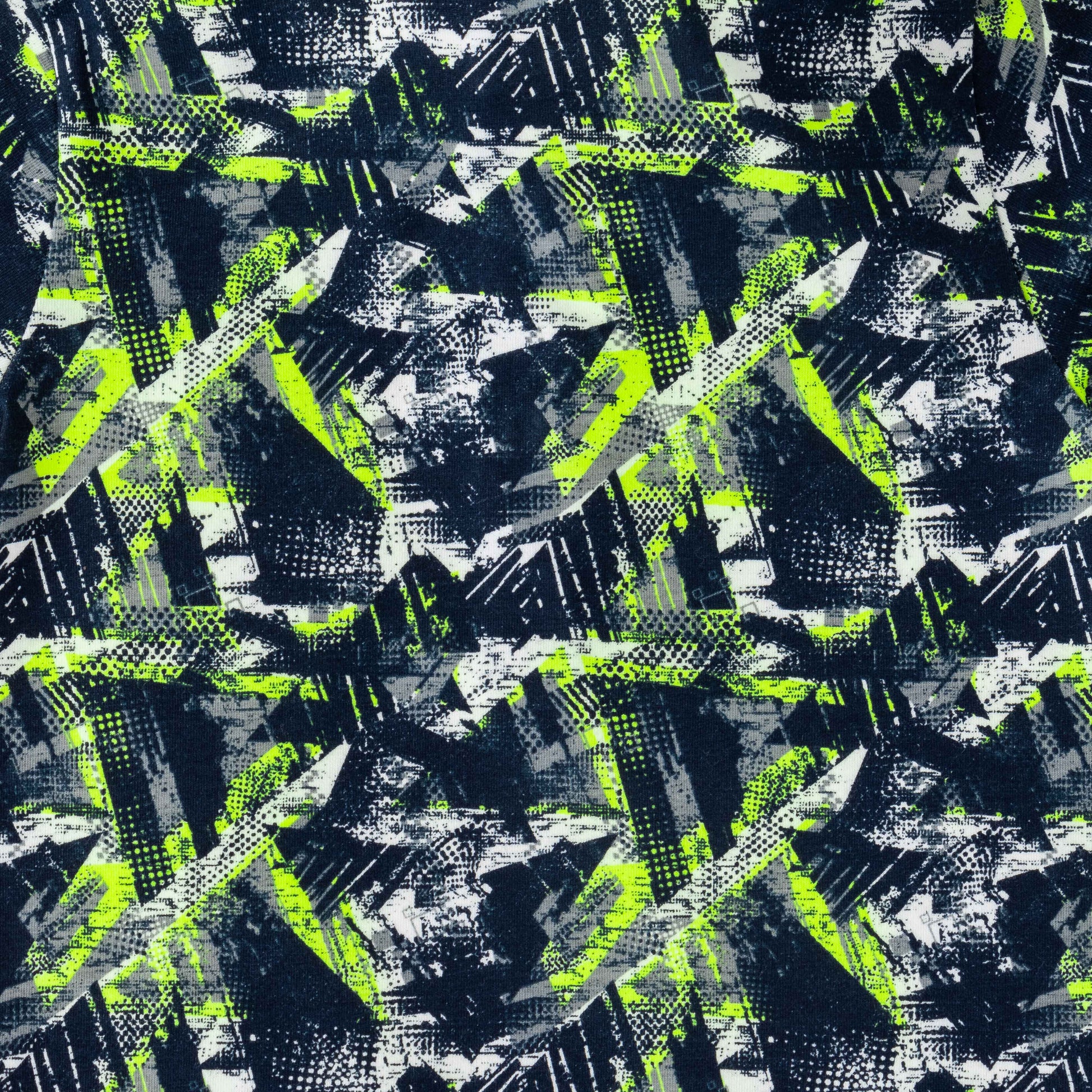 Baby Boys' Navy Blue & Neon Green Abstract Print Polo T-Shirt with Contrast Collar