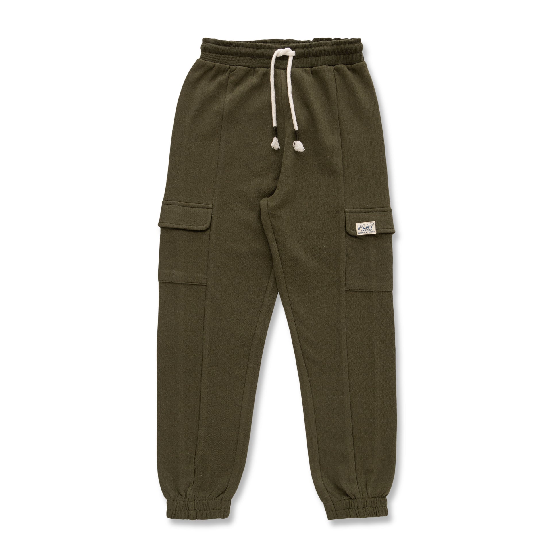 "Boys' Cargo Jogger Pants with Elastic Cuffs – Olive Green"