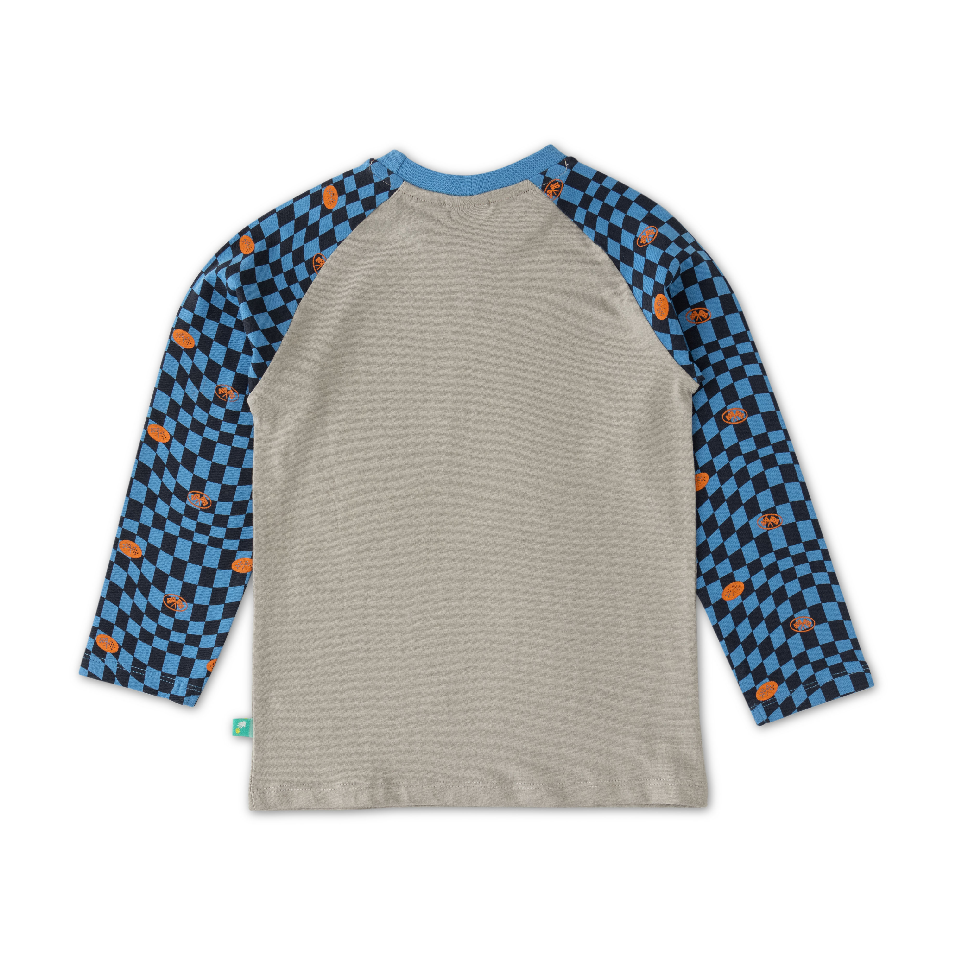 Boys' Track Racer Graphic Long-Sleeve T-Shirt with Checkered Sleeves