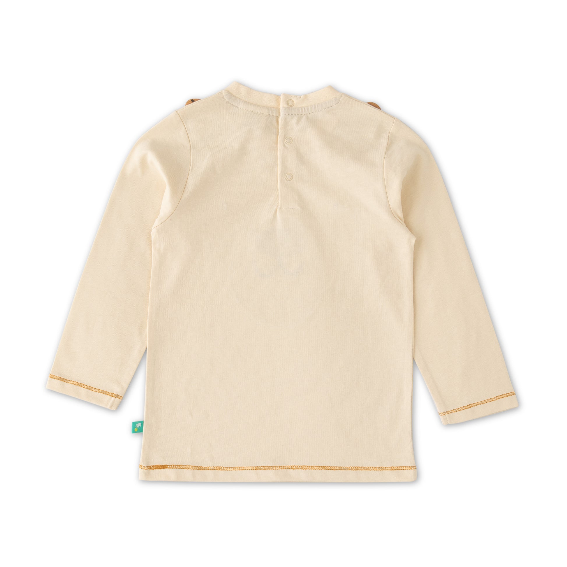 Boys' Beige Bear Face Long-Sleeve T-Shirt with 3D Ear Details