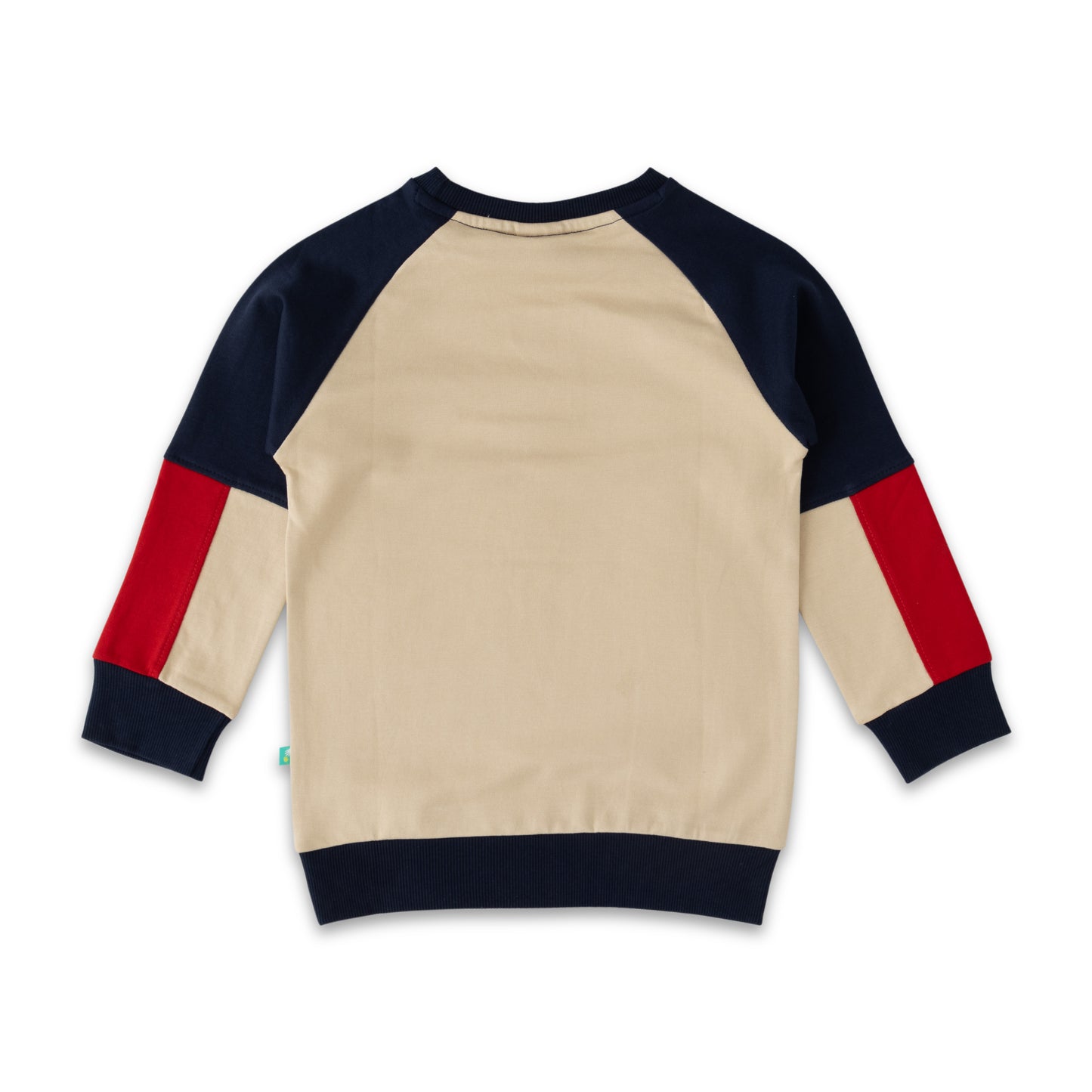 Boys' Color Embroidered Raglan Sweatshirt - Beige, Navy & Red