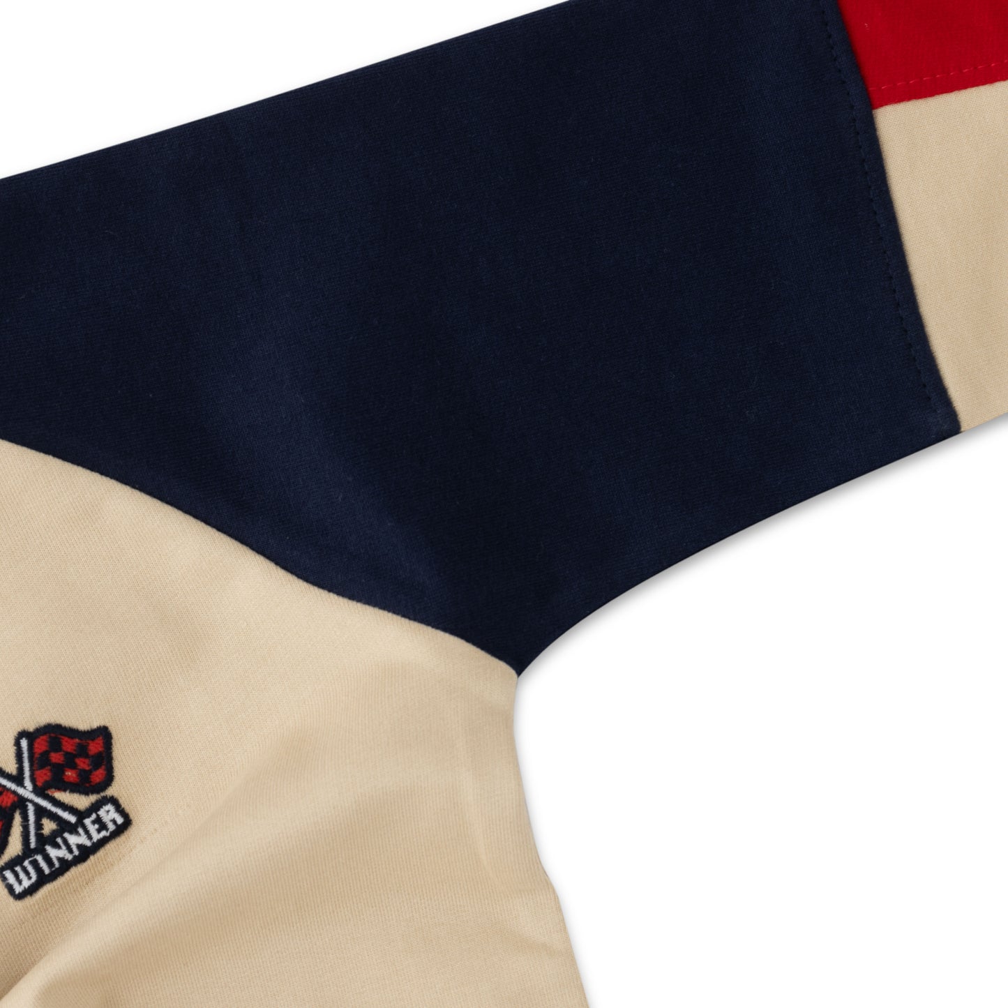 Boys' Color Embroidered Raglan Sweatshirt - Beige, Navy & Red