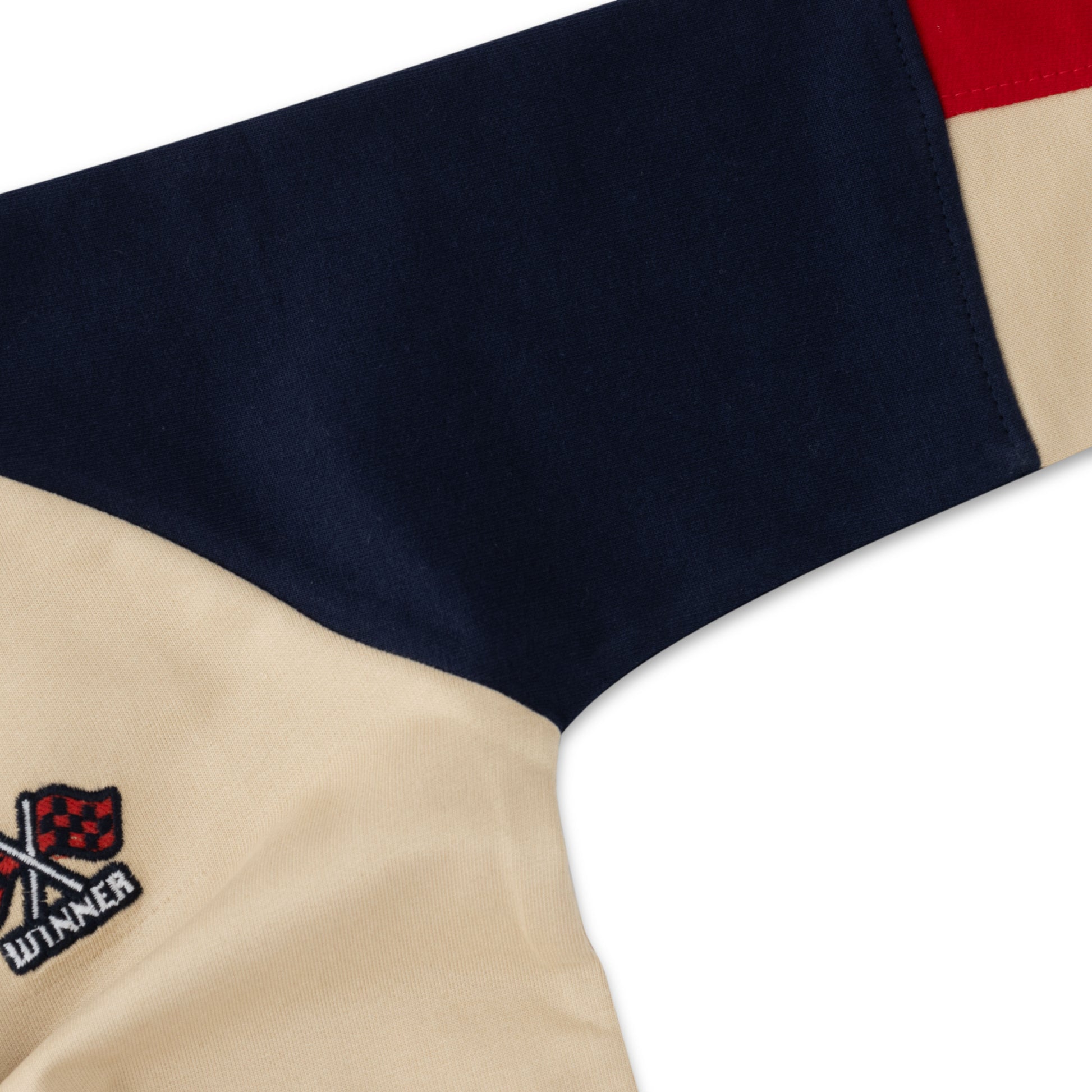 Boys' Color Embroidered Raglan Sweatshirt - Beige, Navy & Red