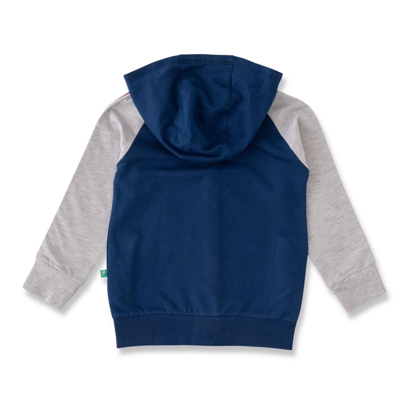Boys' Sporty Zip-Up Hoodie - Navy & Grey with Patch Detail