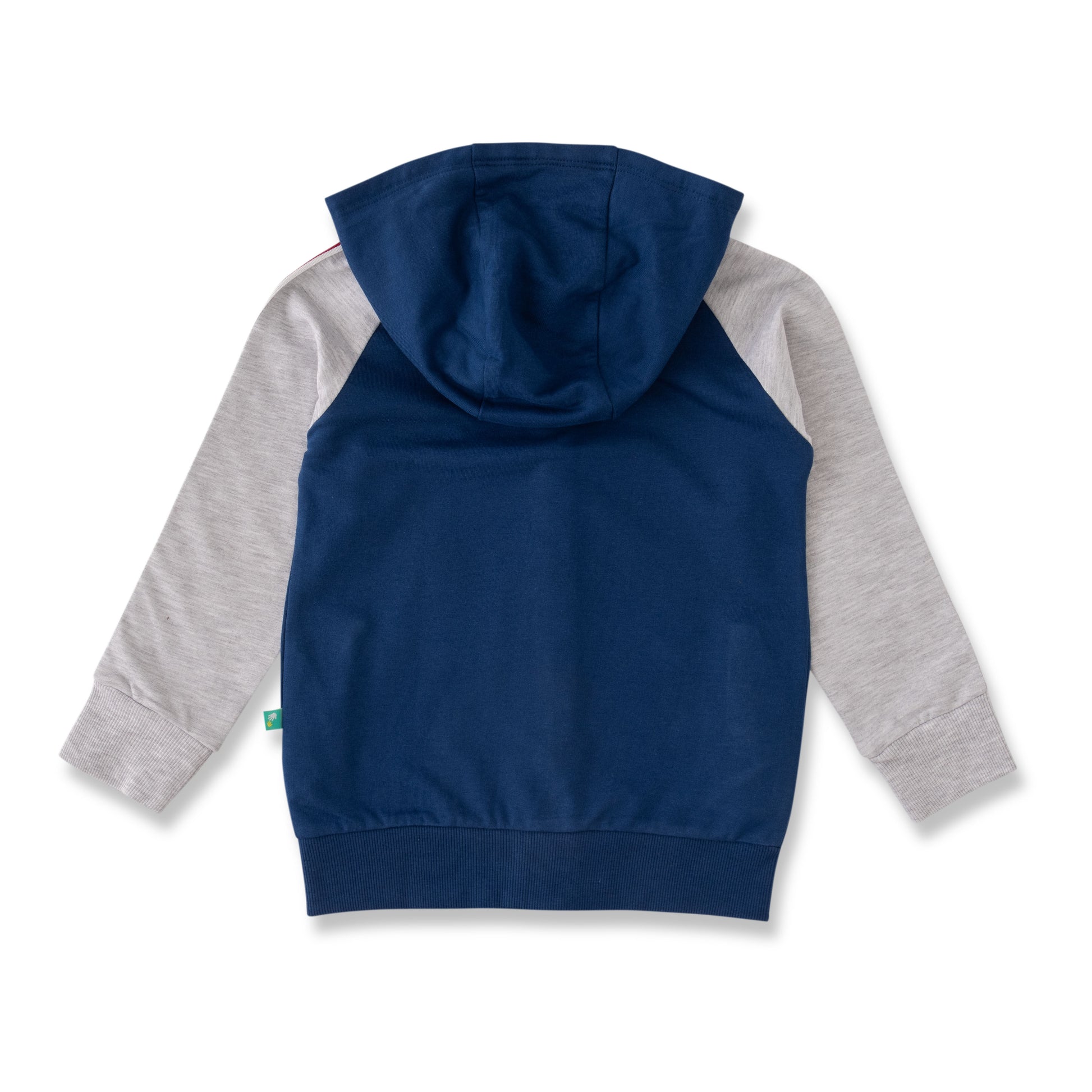 Boys' Sporty Zip-Up Hoodie - Navy & Grey with Patch Detail