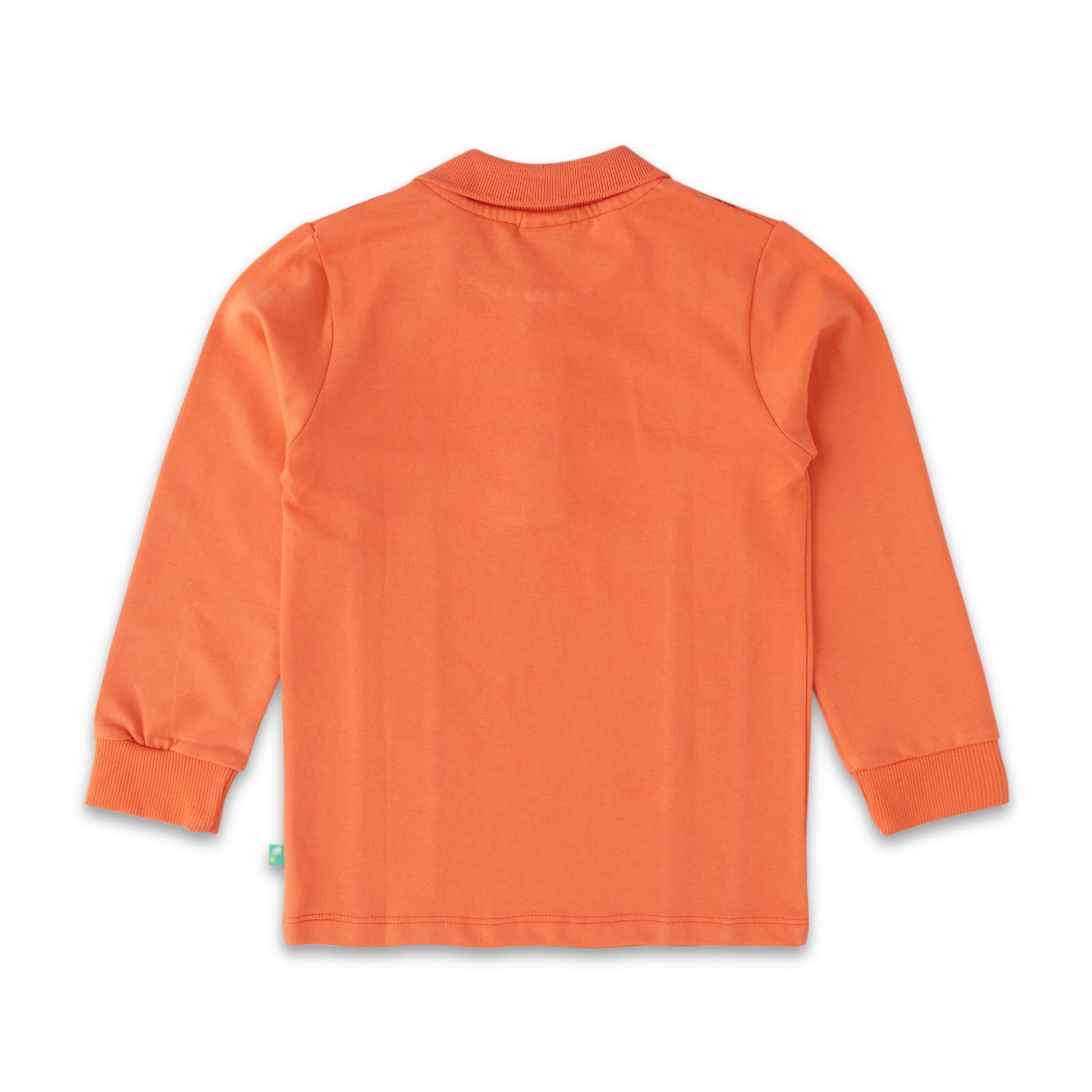 Boys' Orange Long Sleeve Polo Shirt with Houndstooth Panel Design"