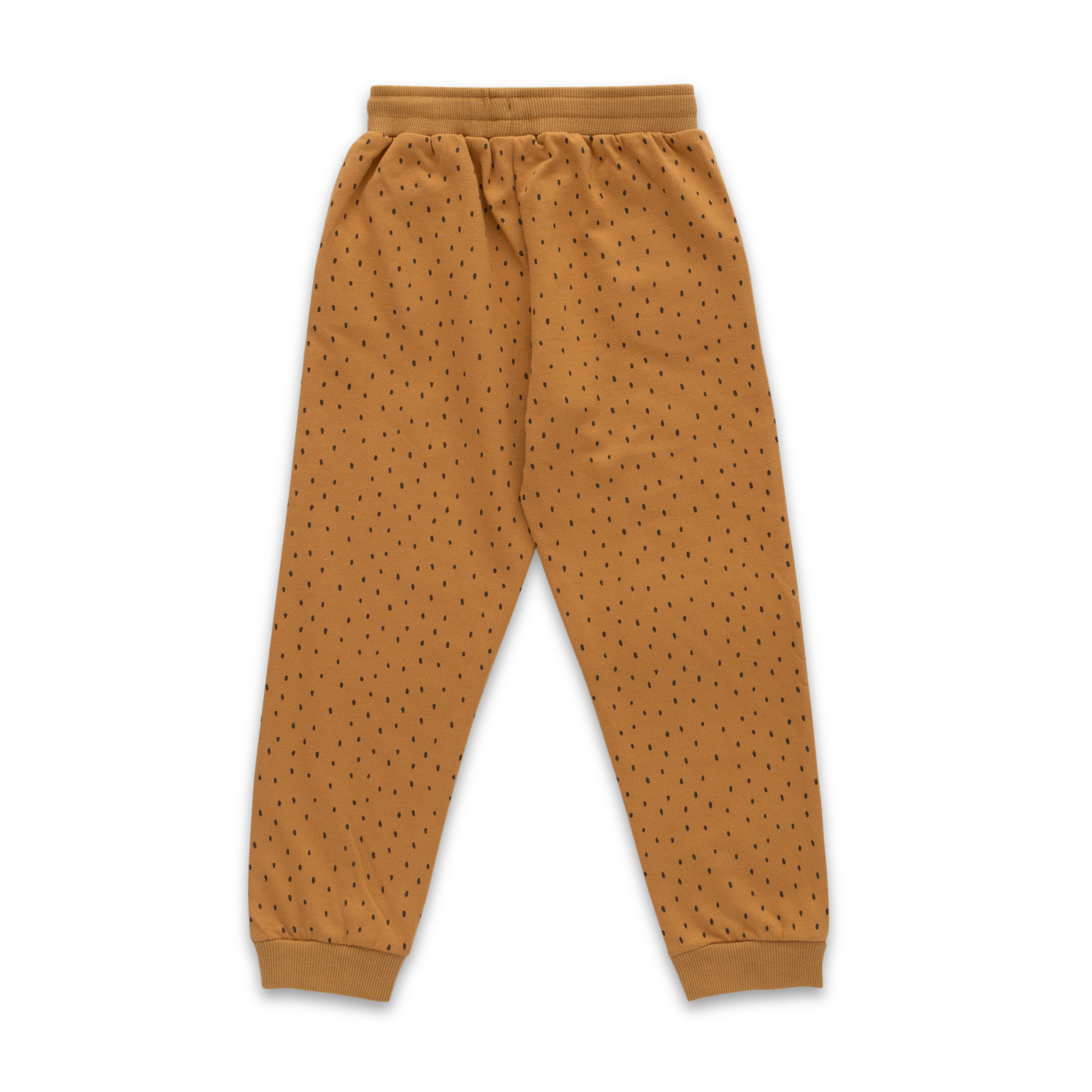 "Boys' Mustard Polka Dot Jogger Pants with Drawstring Waist"