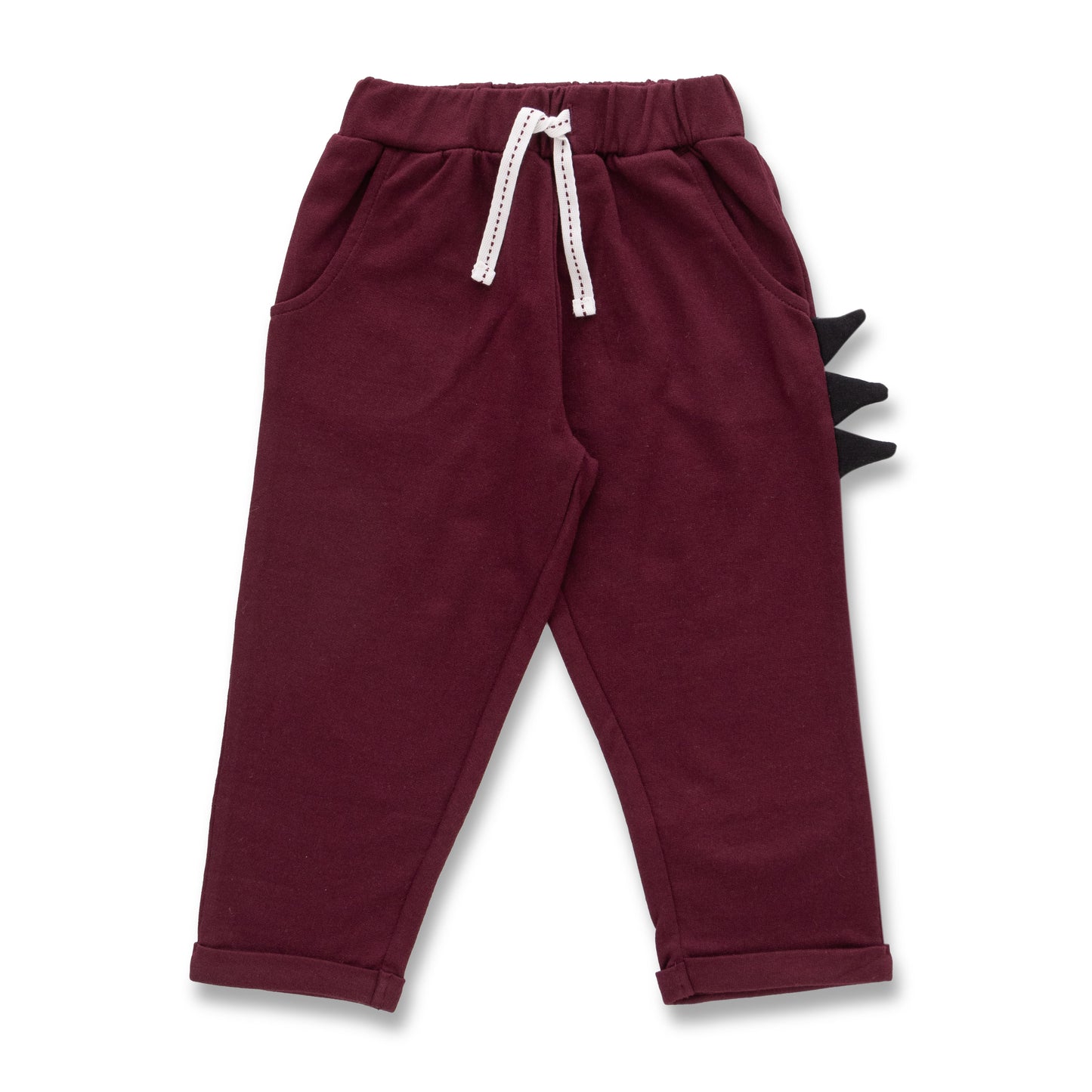Juscubs Dino-Themed Jogger Pants - Maroon with Side Spikes