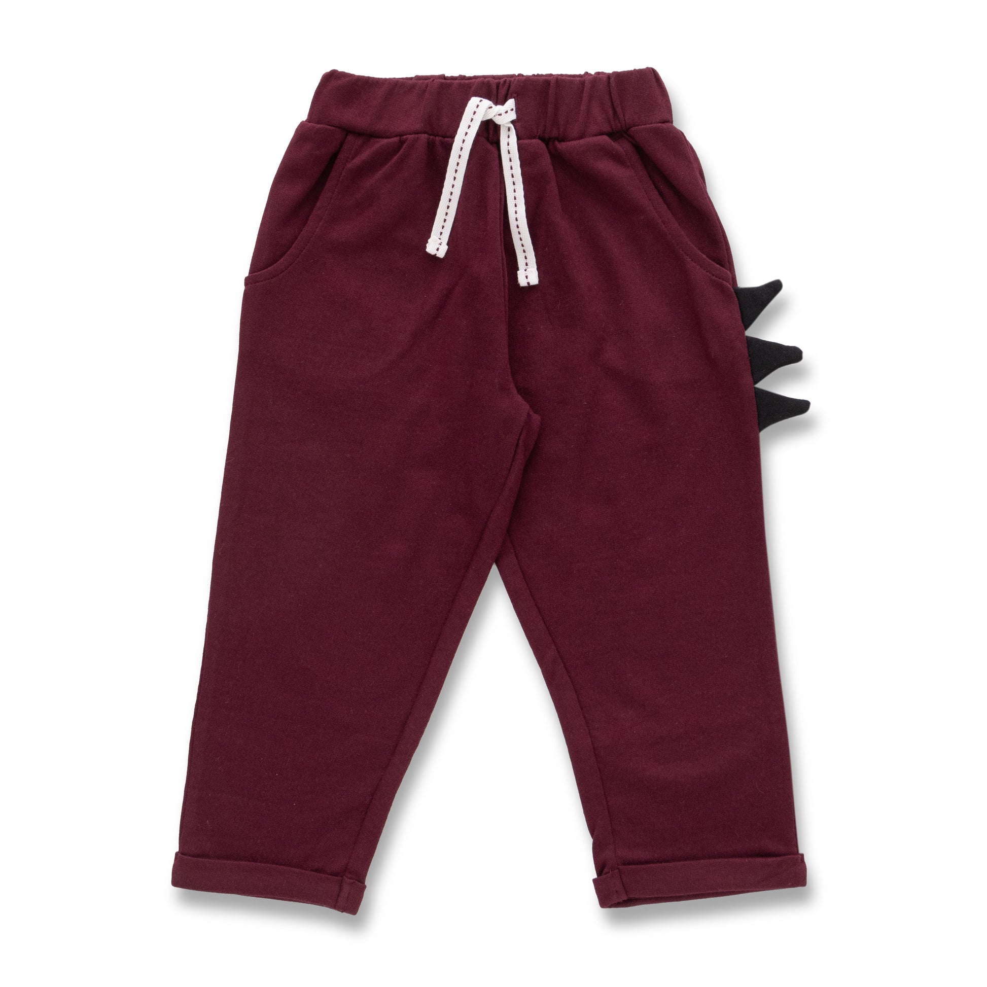 Juscubs Dino-Themed Jogger Pants - Maroon with Side Spikes