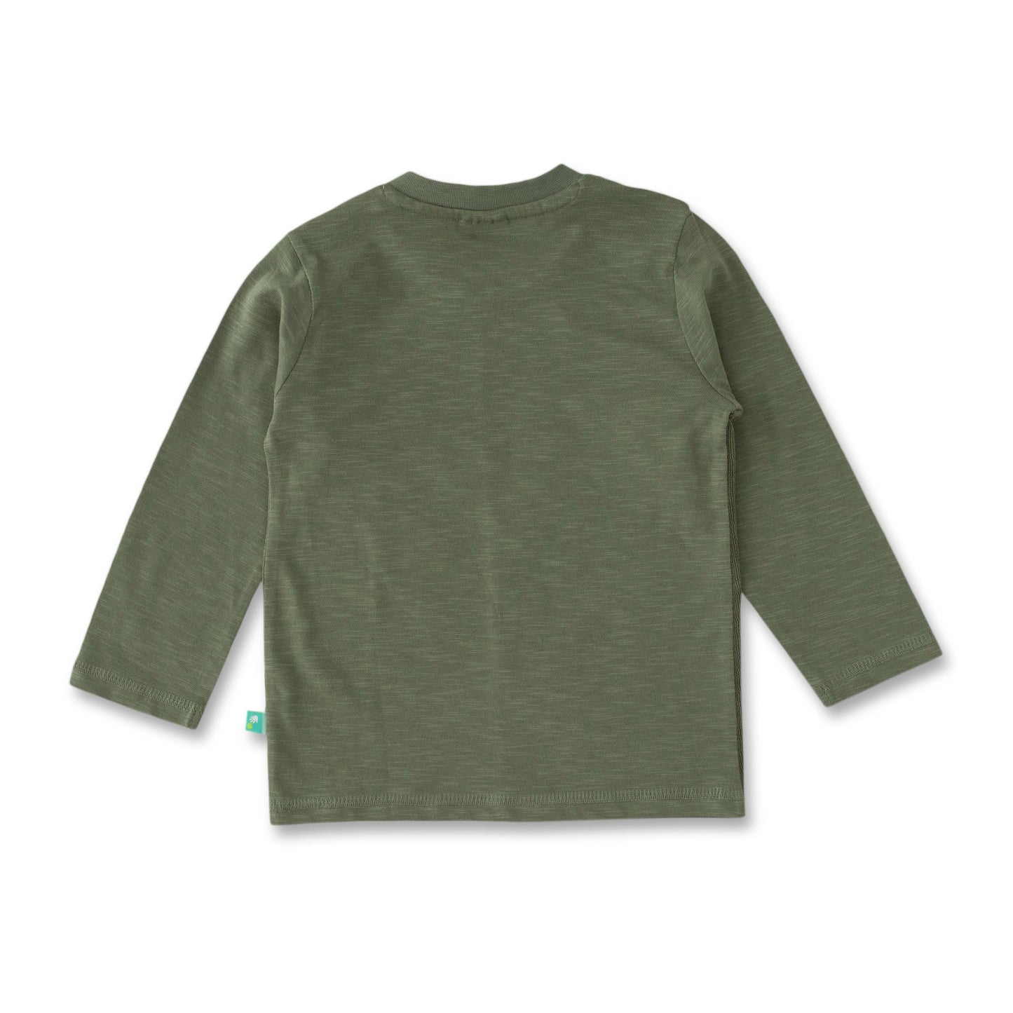 Boys' Olive Green Panel T-Shirt with Fox Embroidery