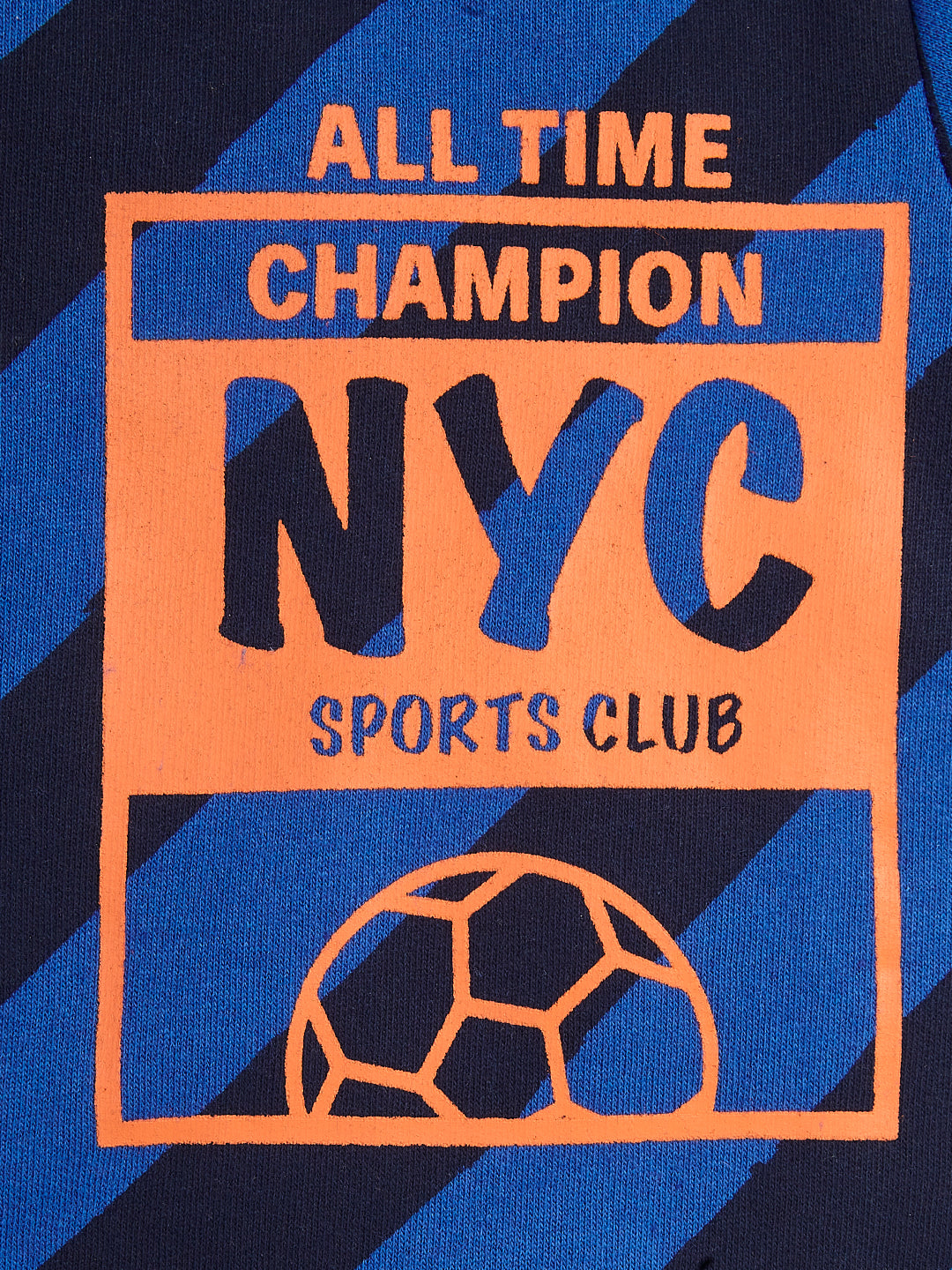 "Boys' Blue Striped T-shirt with 'NYC Sports Club' Graphic"