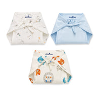 "Baby Boys' Cotton Nappy Langots – Pack of 3 | Soft Tie-Up Diapers – Animal & Solid Print Designs"