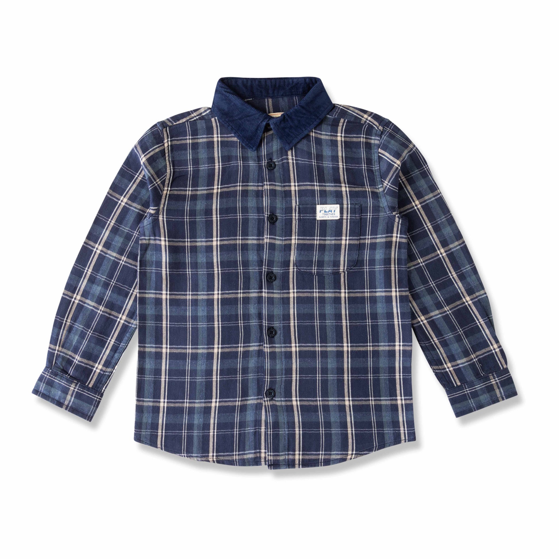 Boys' Navy Blue Checked Full-Sleeve Shirt – Casual & Stylish