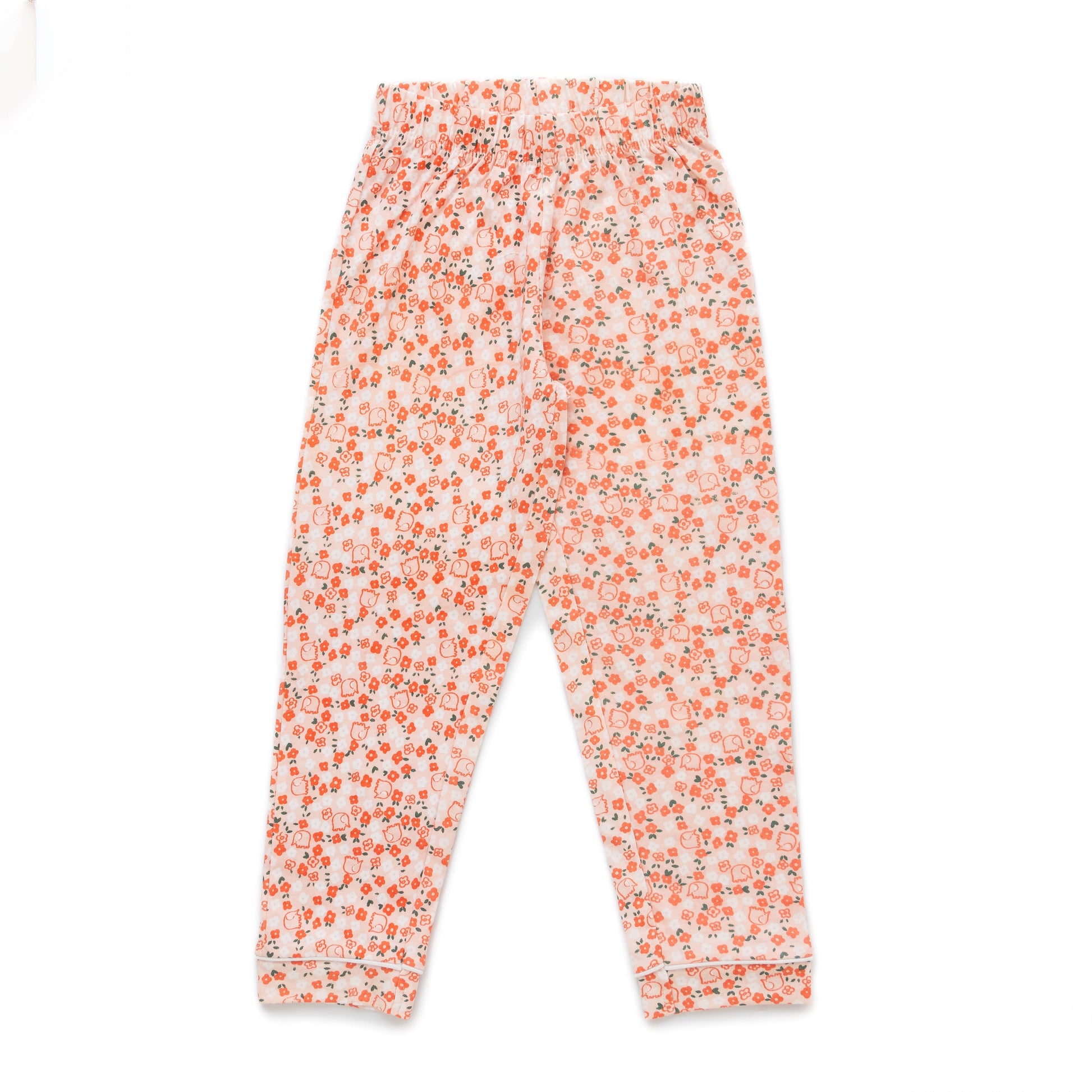 Girls' Floral Print Button-Up Nightwear – Long Sleeve & Pants