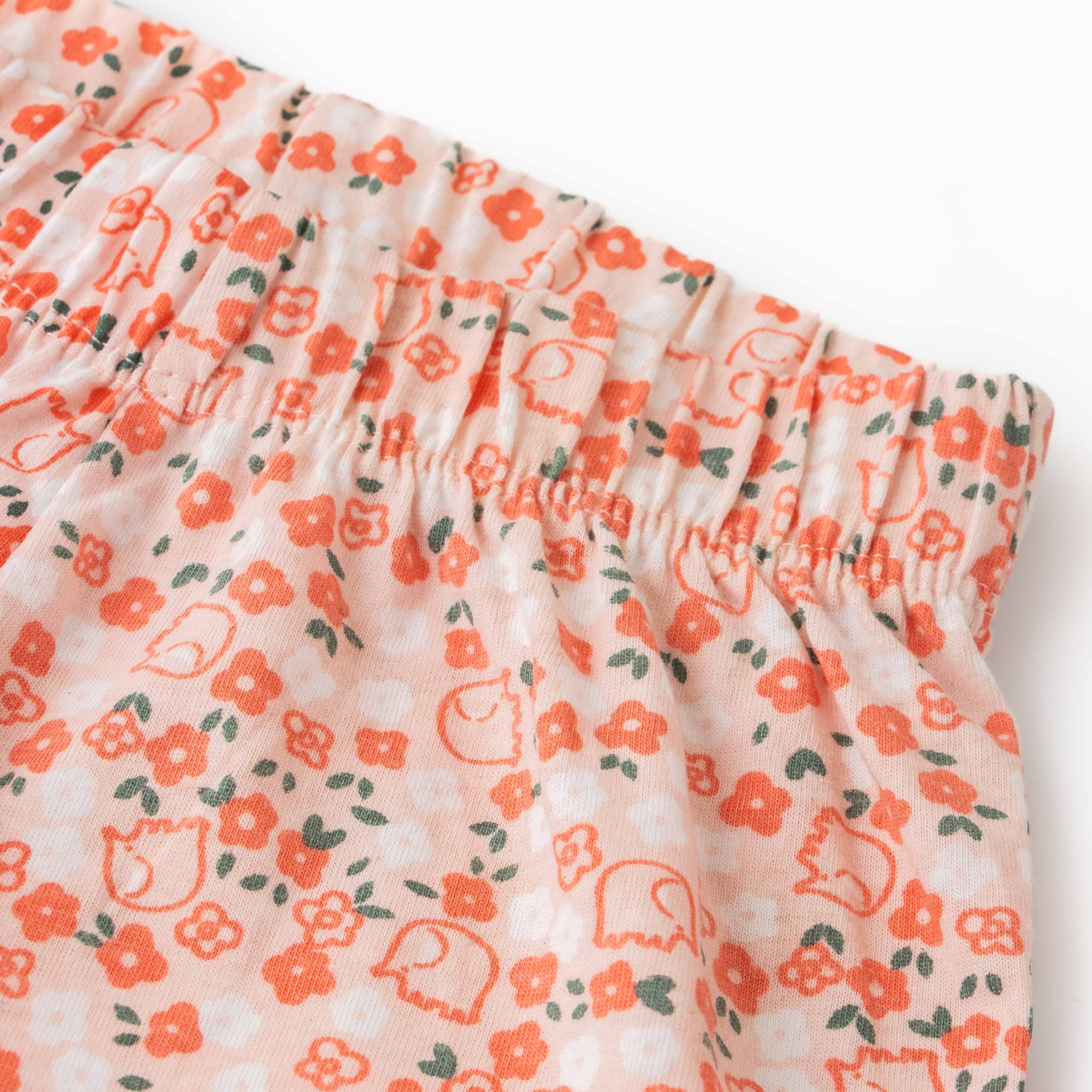 Girls' Floral Print Button-Up Nightwear – Long Sleeve & Pants