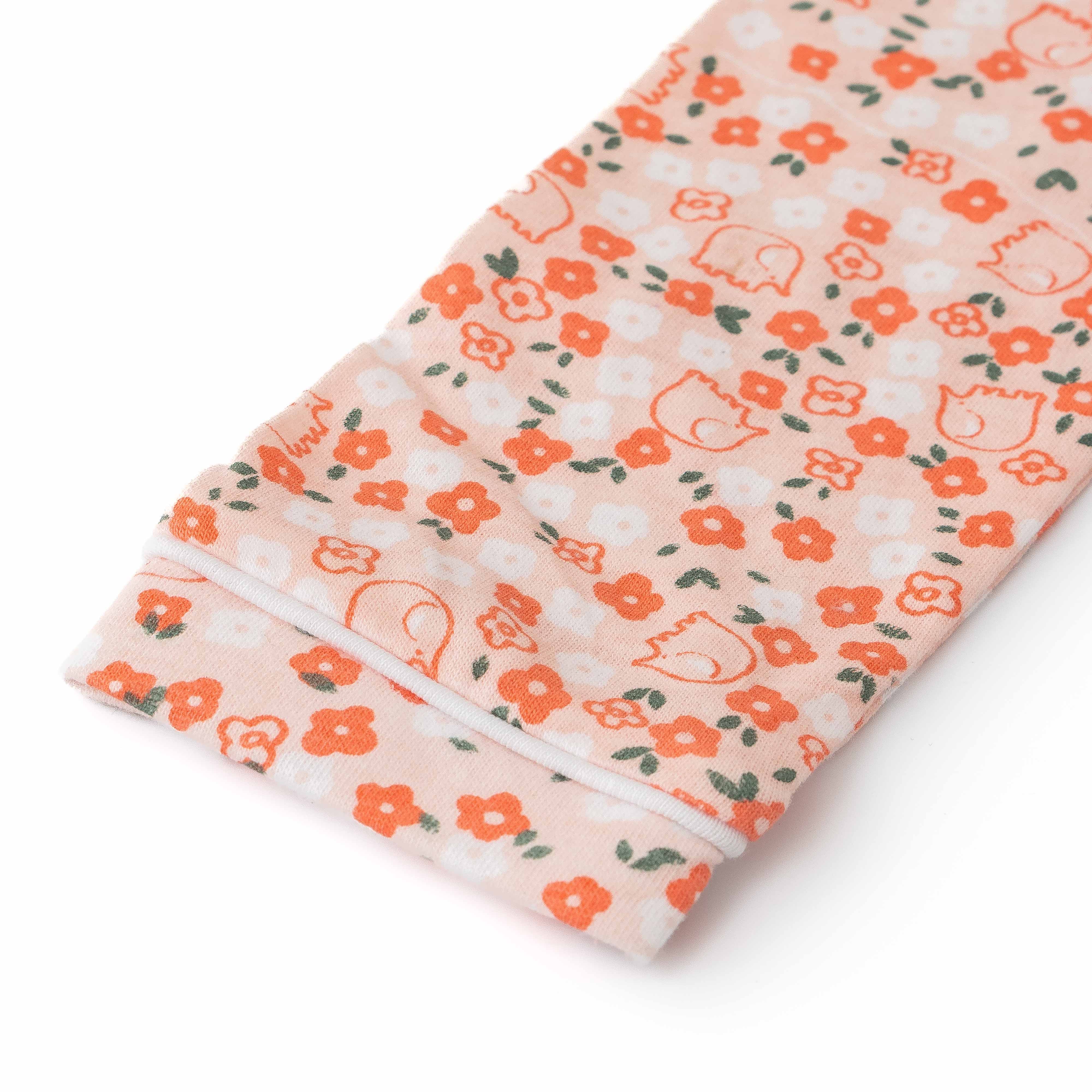 Girls' Floral Print Button-Up Nightwear – Long Sleeve & Pants