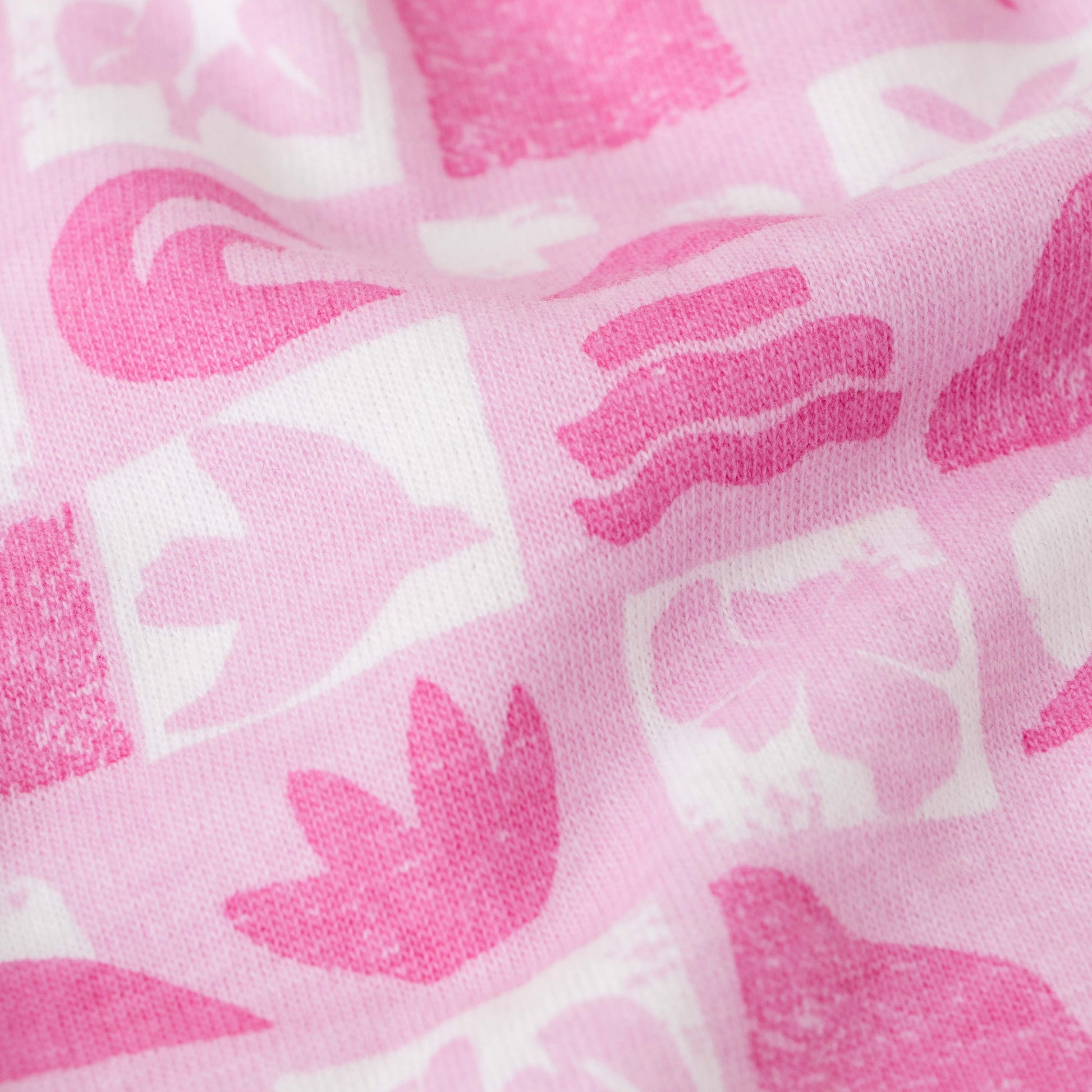 Girls' Pink Printed Button-Up Nightwear – Long Sleeve & Pants