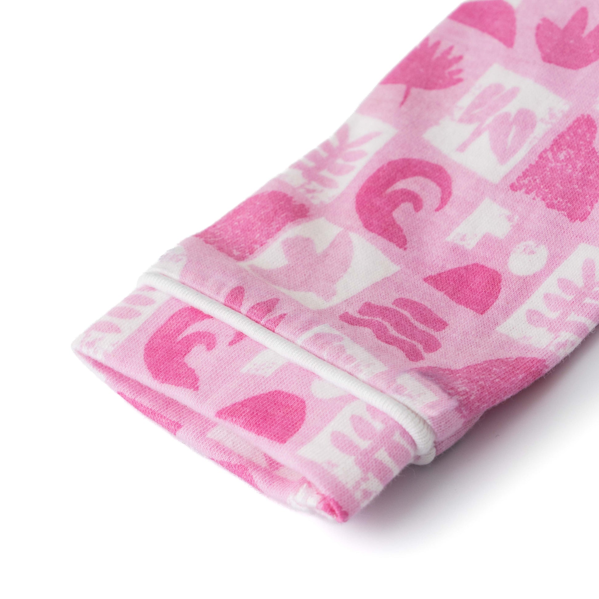 Girls' Pink Printed Button-Up Nightwear – Long Sleeve & Pants