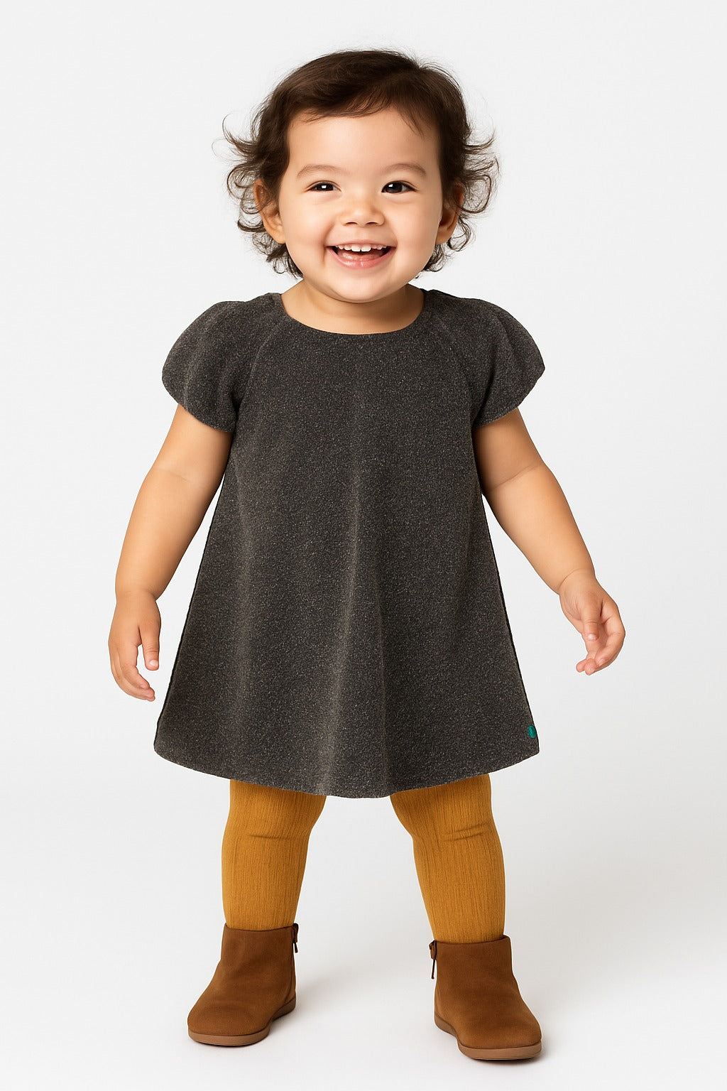 Baby Girls' Shimmering Metallic Puff Sleeve Party Dress