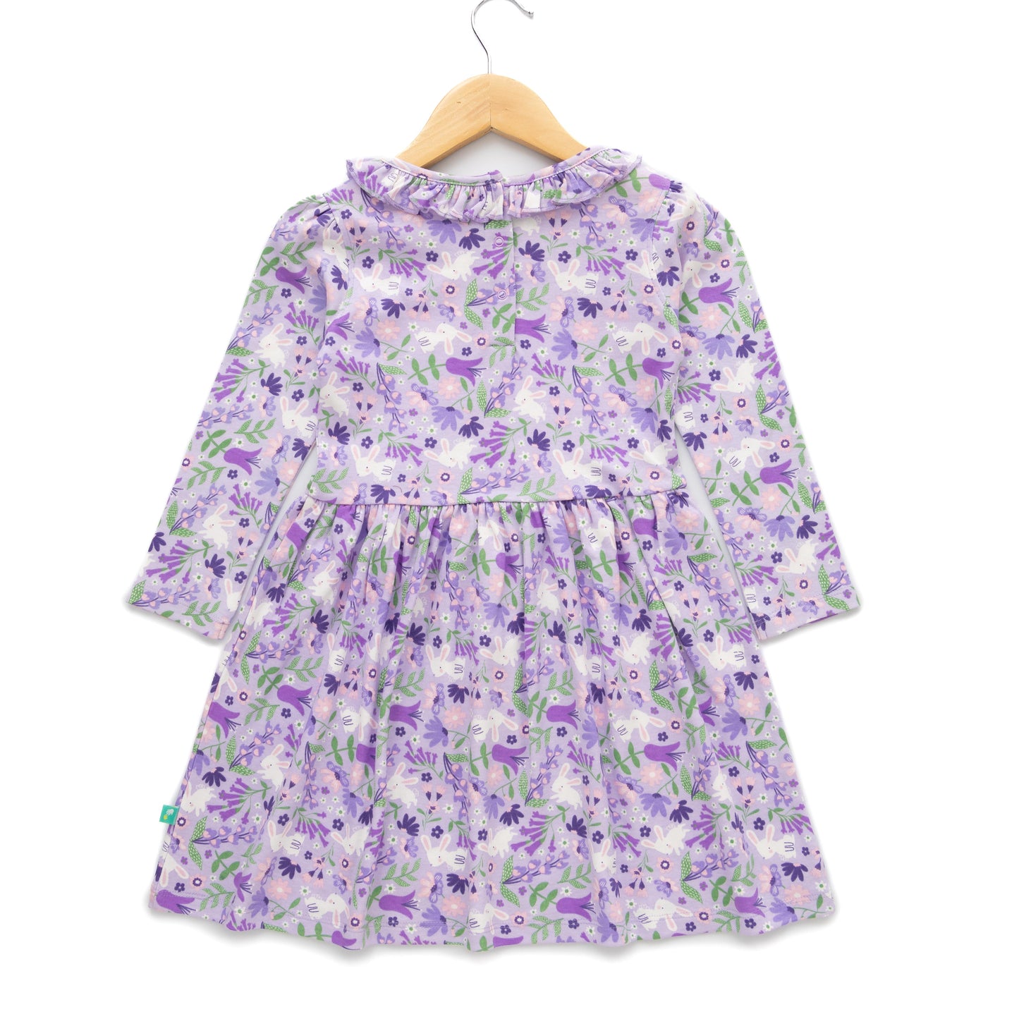 Girls' Lavender Bunny Garden Dress with Ruffle Collar