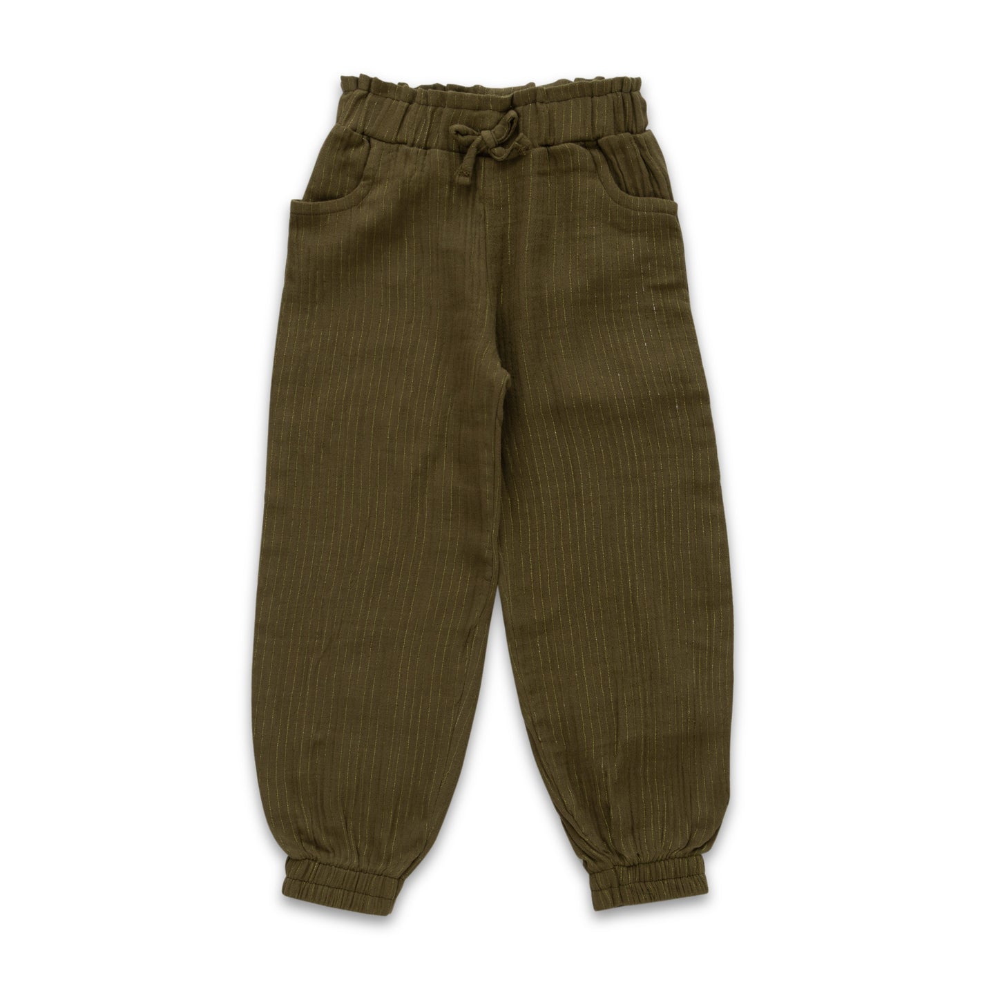 "Girls' Elastic Waistband Cotton Jogger – Olive Green"