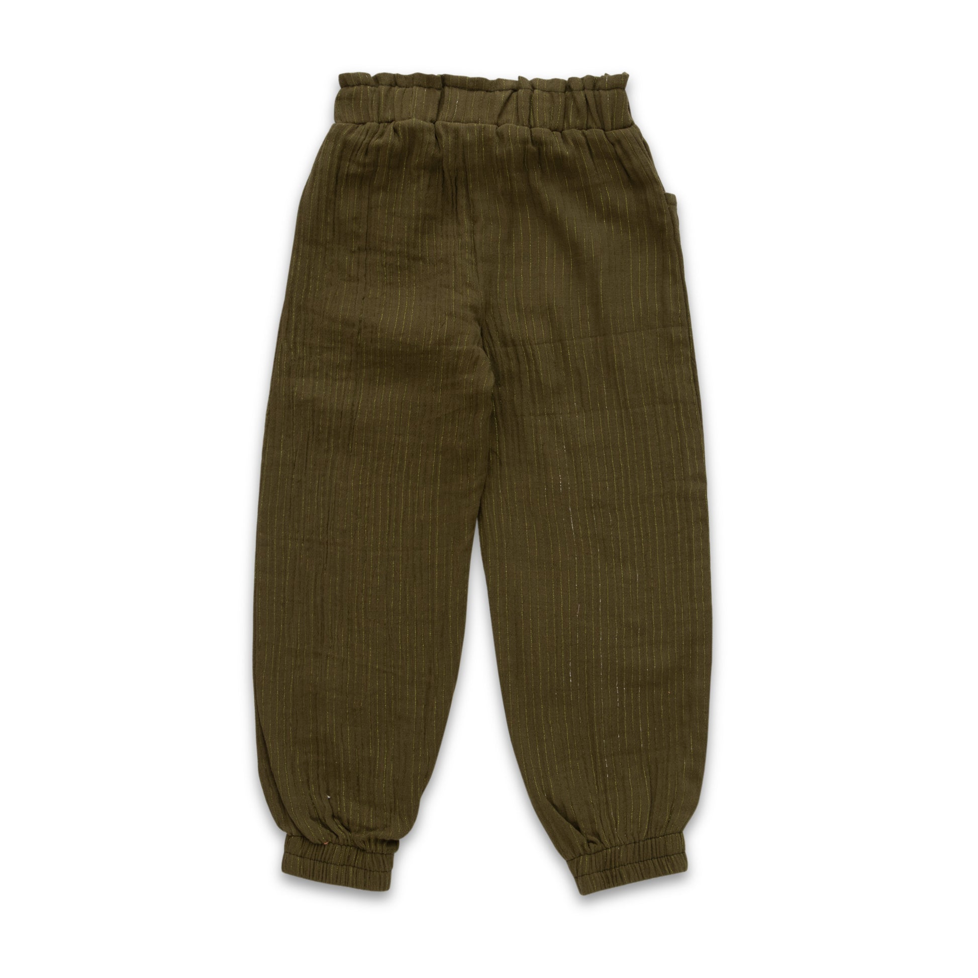 "Girls' Elastic Waistband Cotton Jogger – Olive Green"
