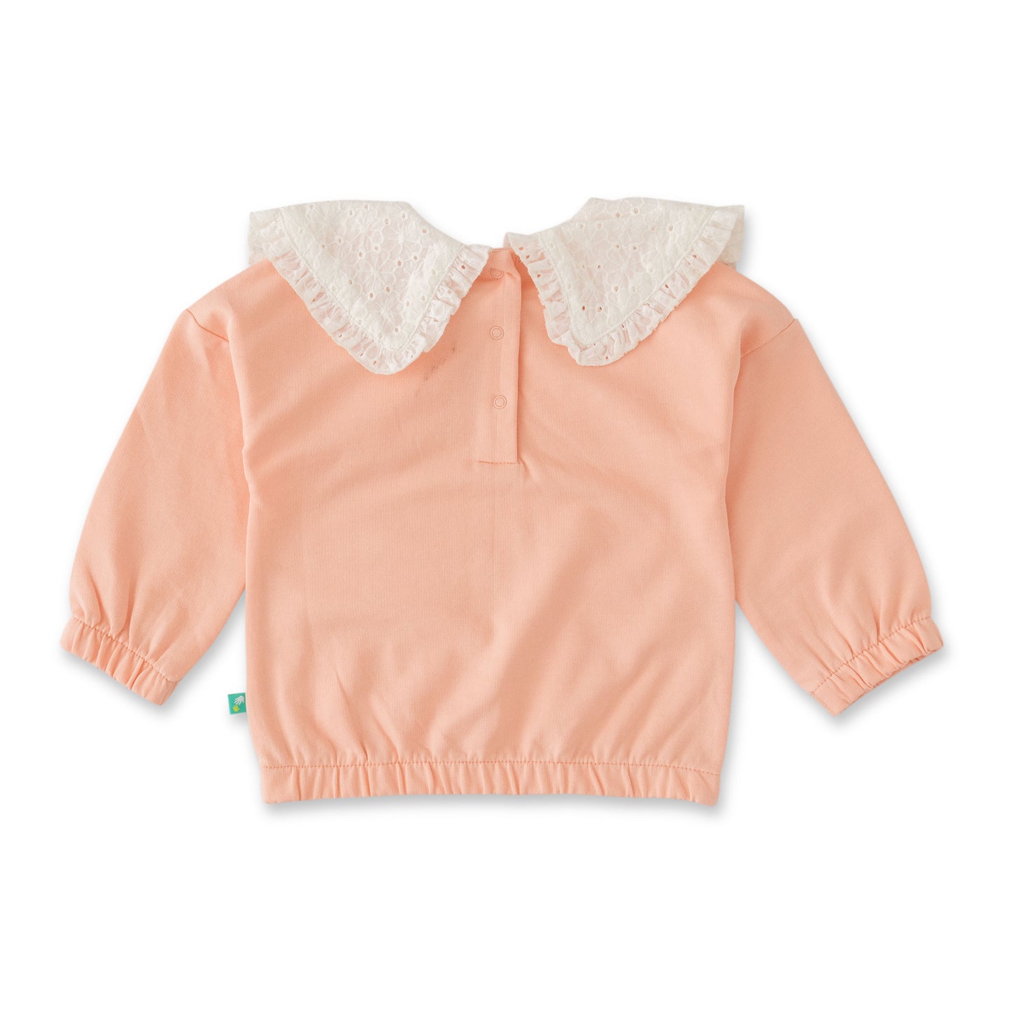Girls' Peach Long-Sleeve Sweatshirt with Lace Peter Pan Collar