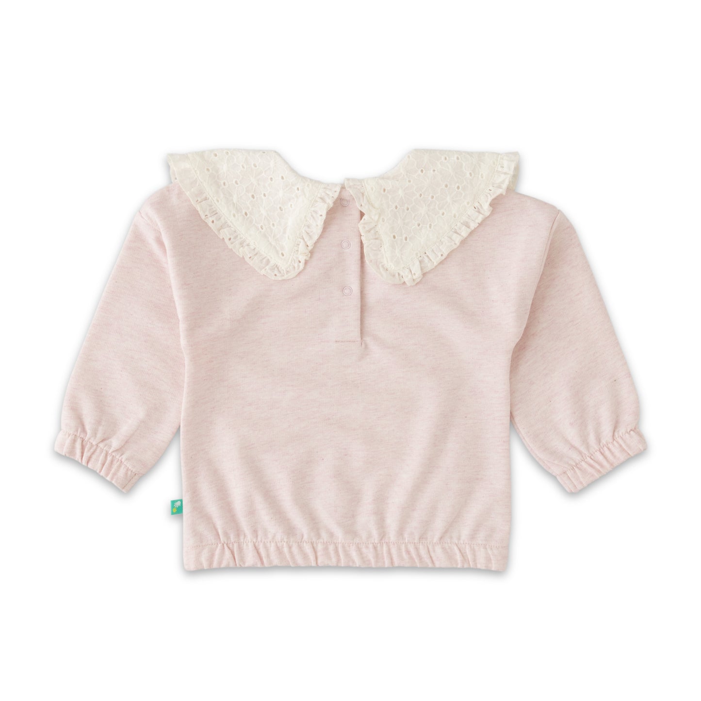 Girls' Pink Long-Sleeve Sweatshirt with Lace Peter Pan Collar