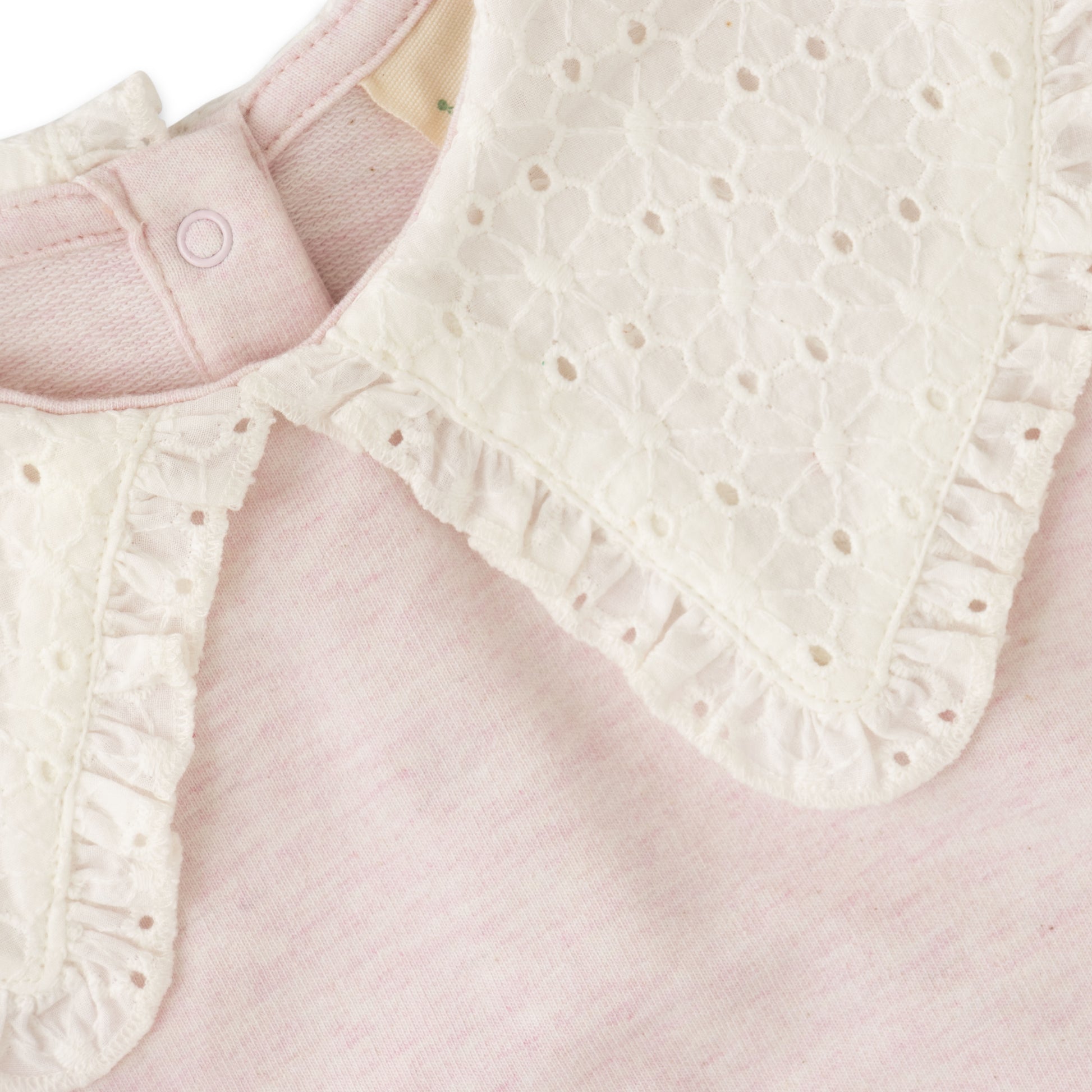 Girls' Pink Long-Sleeve Sweatshirt with Lace Peter Pan Collar