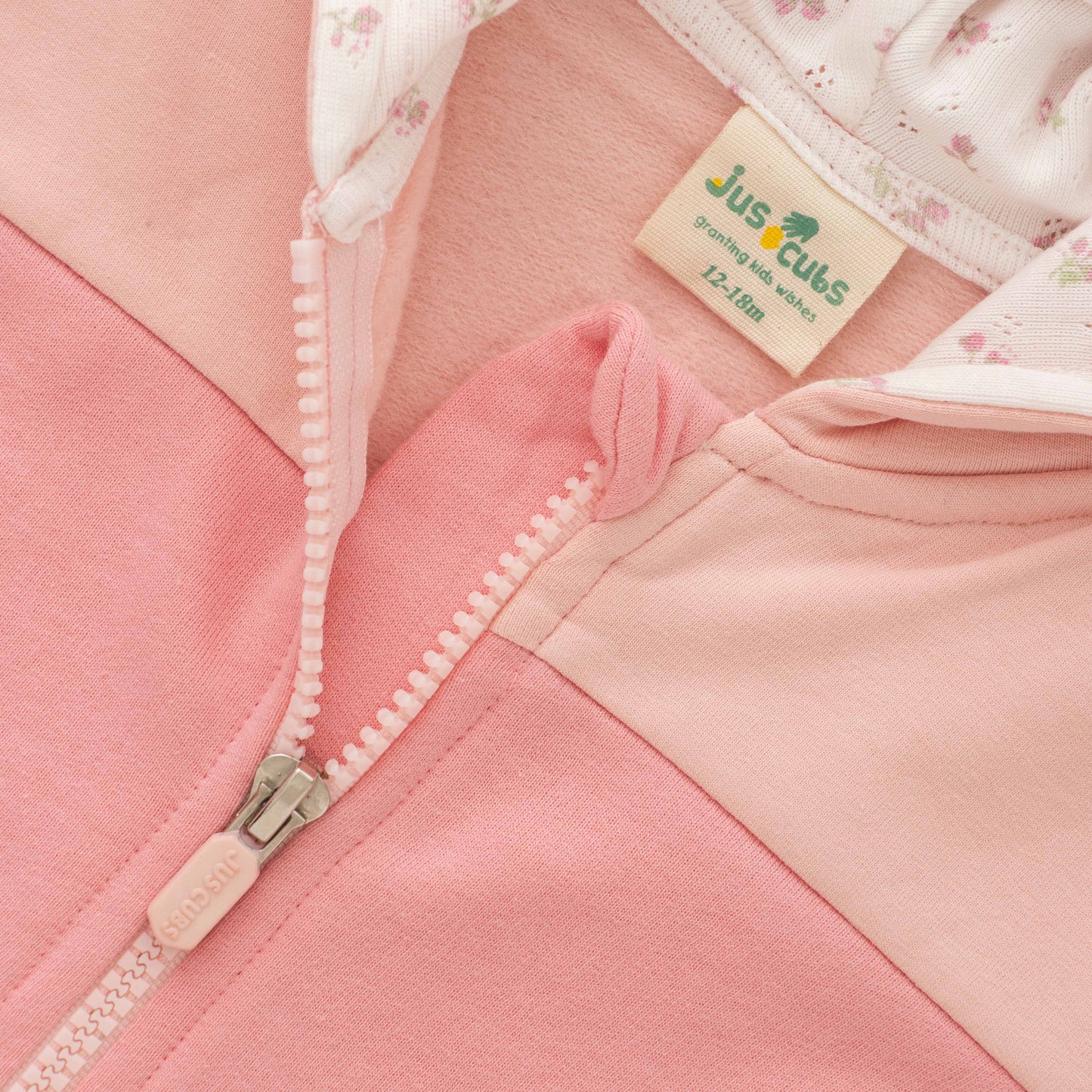 Baby Girls Soft Pink Zip-Up Hoodie with Dual Front Pockets
