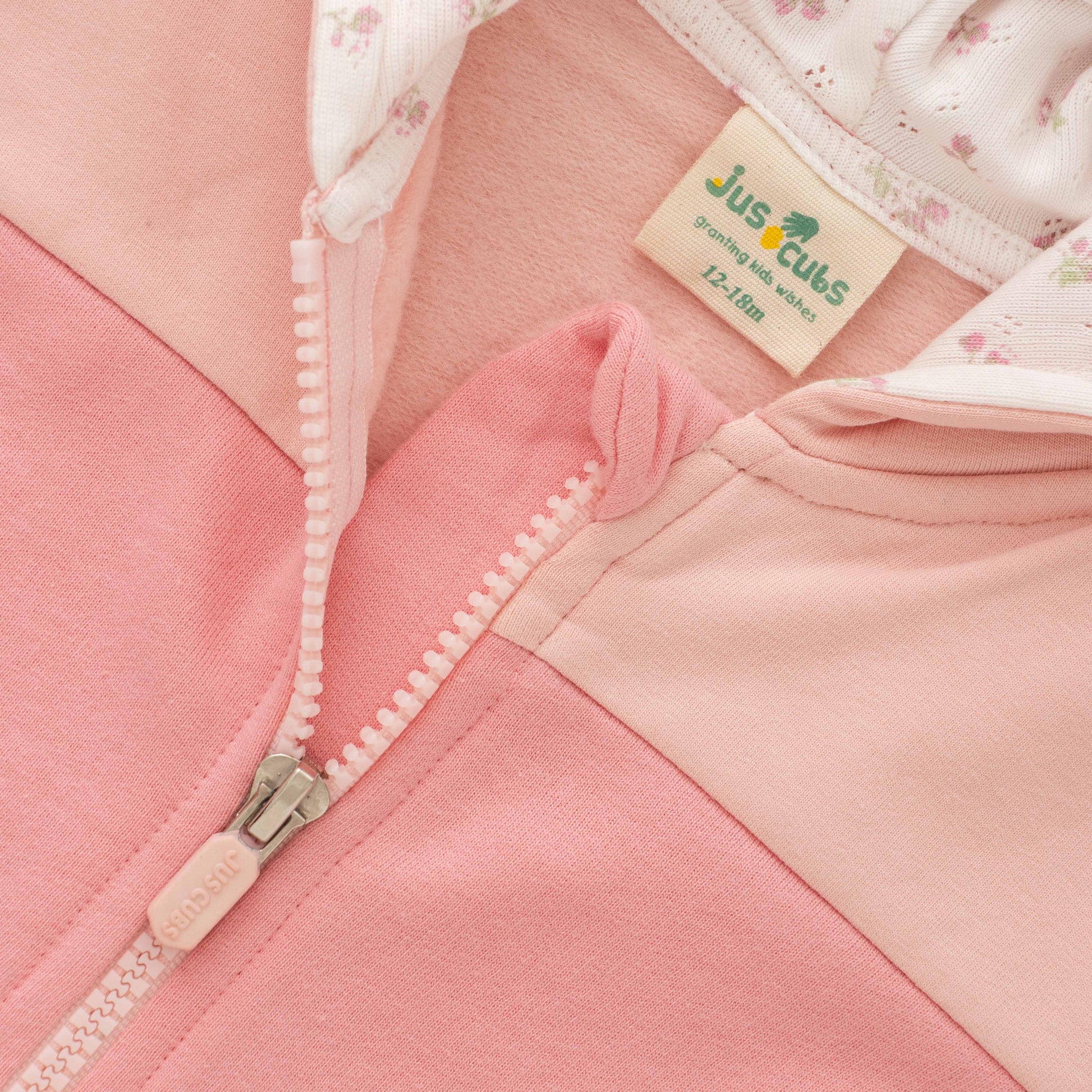 Baby Girls Soft Pink Zip-Up Hoodie with Dual Front Pockets