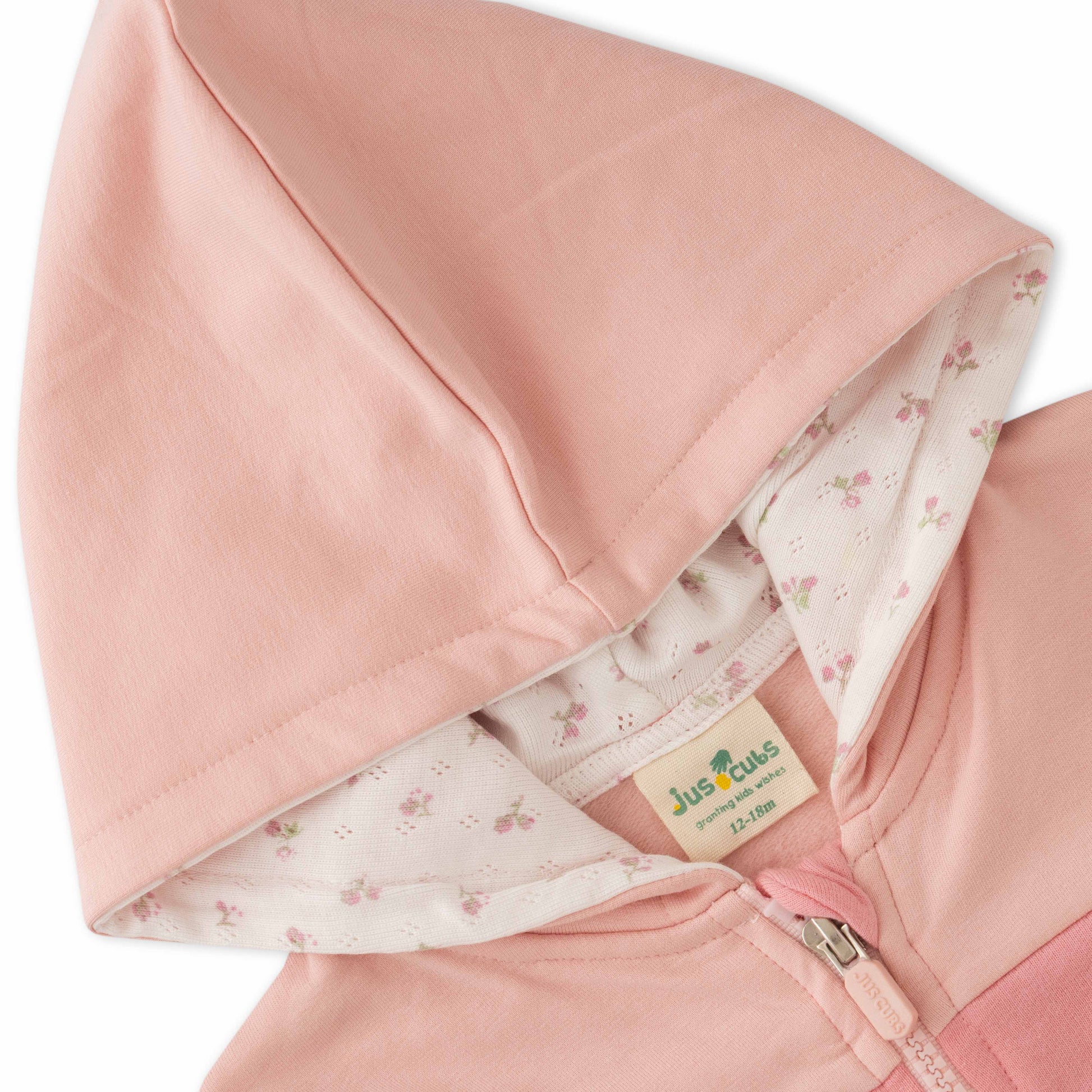 Baby Girls Soft Pink Zip-Up Hoodie with Dual Front Pockets