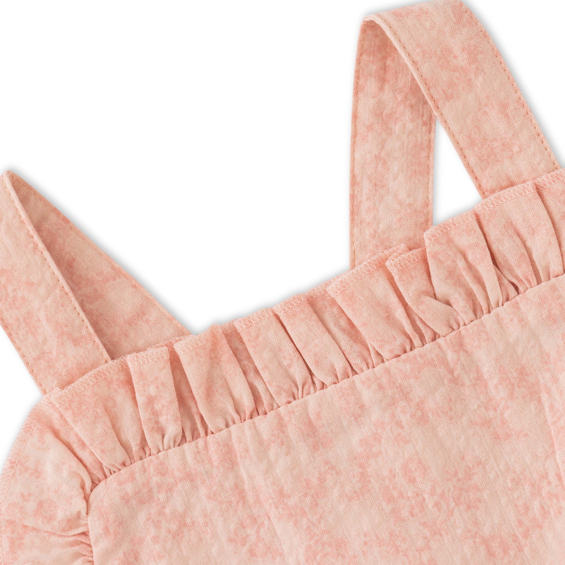 Girls' Pink Ruffle Strap Dungaree with White Long Sleeve Top – 2-Piece Set