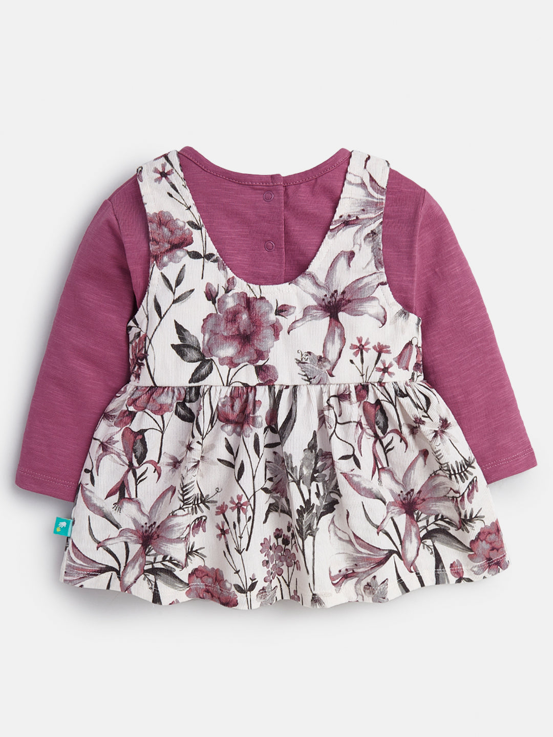 "Baby Girls' Floral Pinafore Dress with Long Sleeve Top – 2-Piece Set"