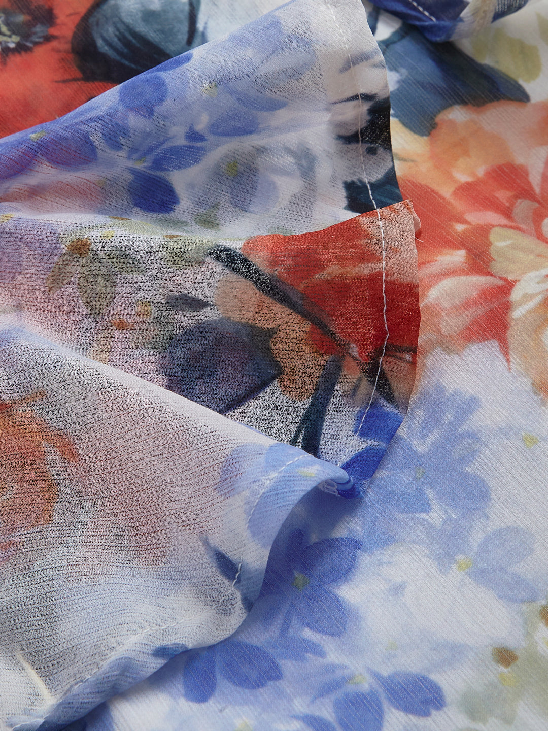 Girls' Floral Print Chiffon Top with Ruffle Detailing