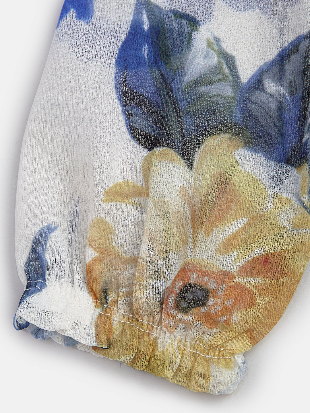 Girls' Floral Print Chiffon Top with Ruffle Detailing