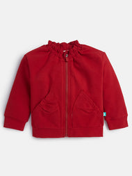 Baby Girls' High-Neck Zip-Up Sweatshirt with Pockets
