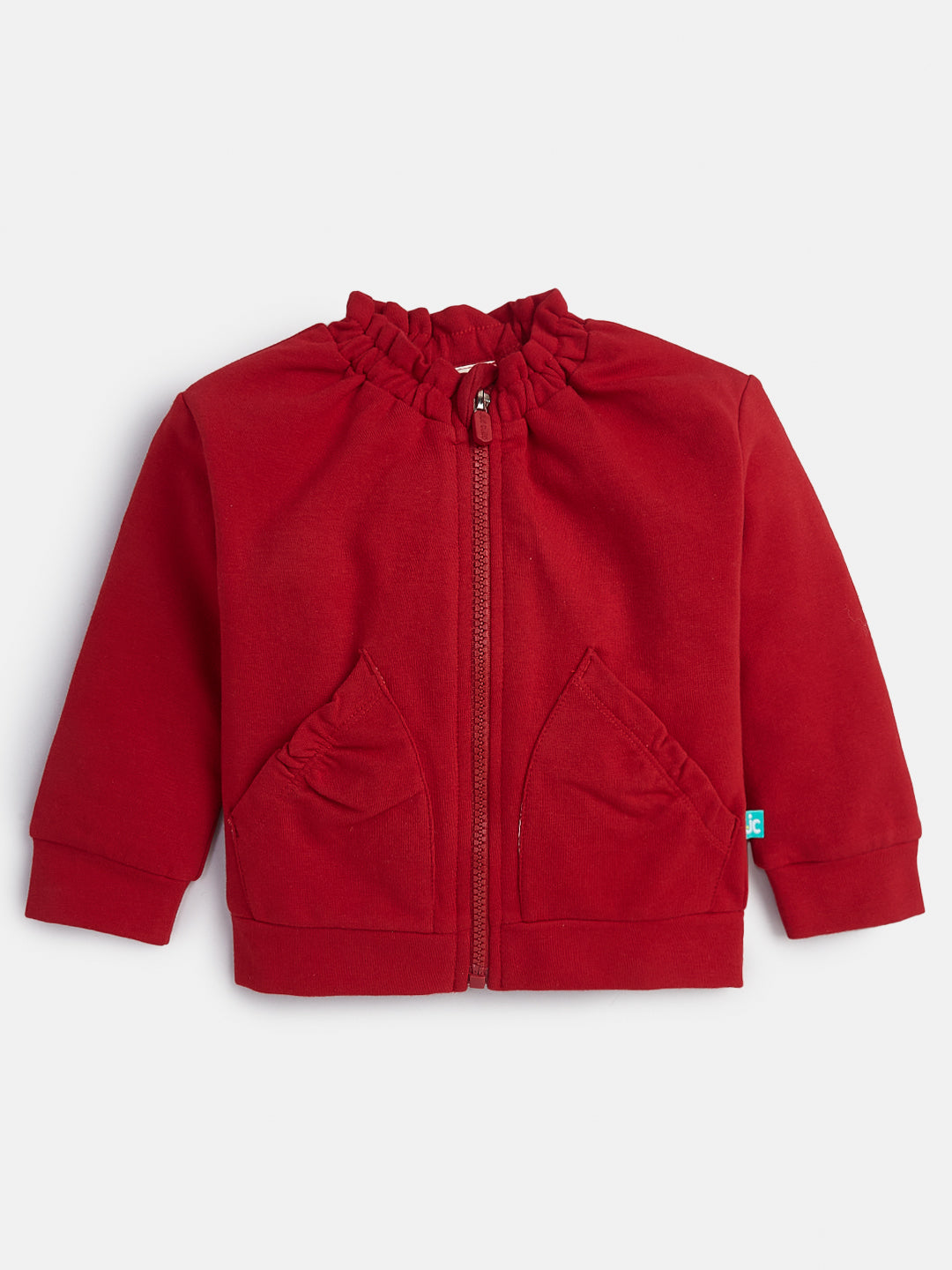 Baby Girls' High-Neck Zip-Up Sweatshirt with Pockets