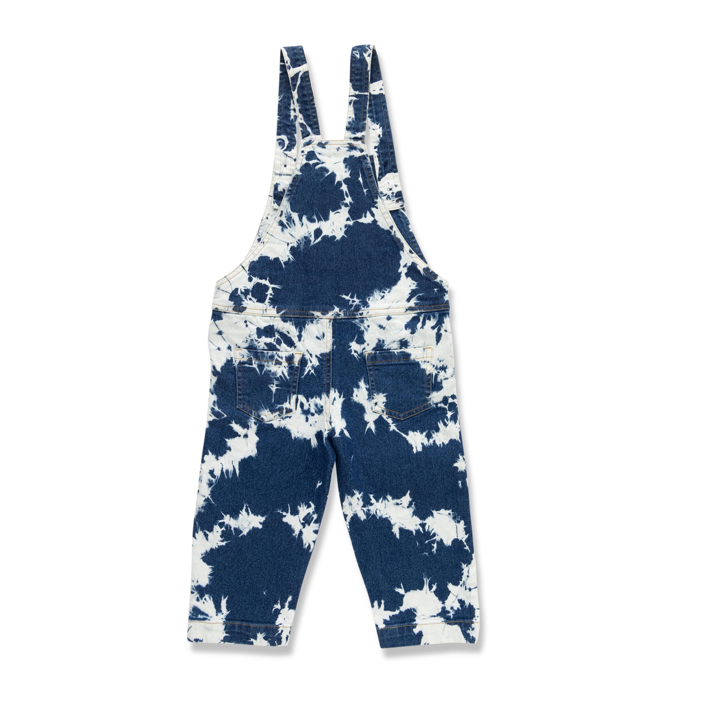 Unisex' Trendy Tie-Dye Denim Dungaree with Adjustable Straps
