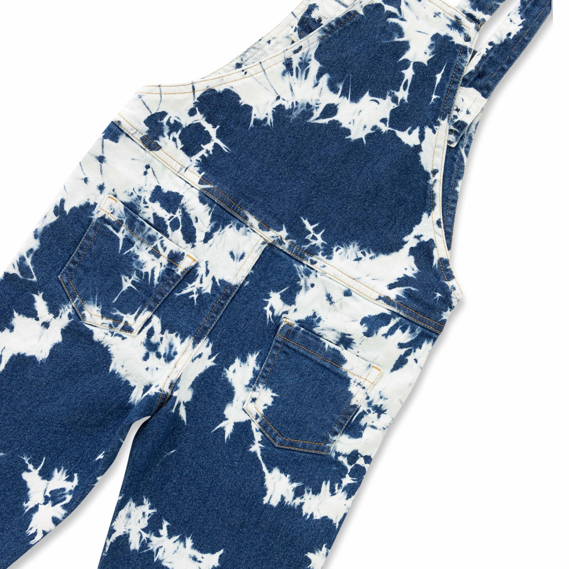 Unisex' Trendy Tie-Dye Denim Dungaree with Adjustable Straps