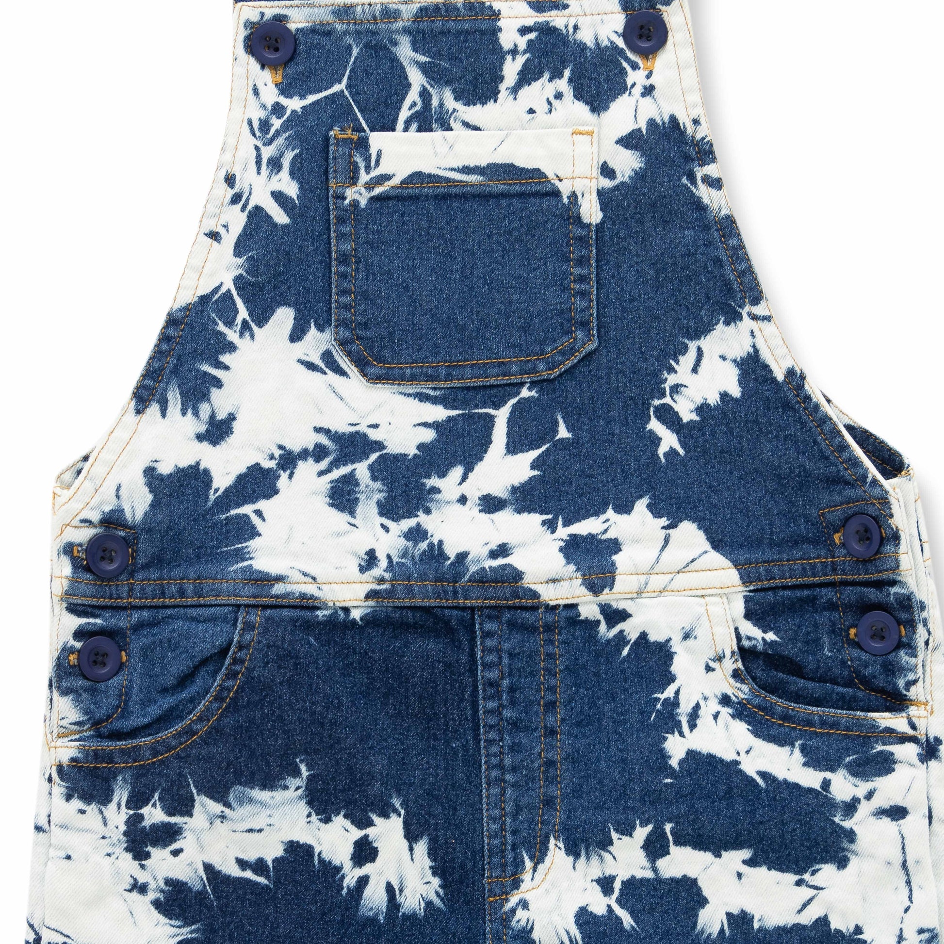 Unisex' Trendy Tie-Dye Denim Dungaree with Adjustable Straps