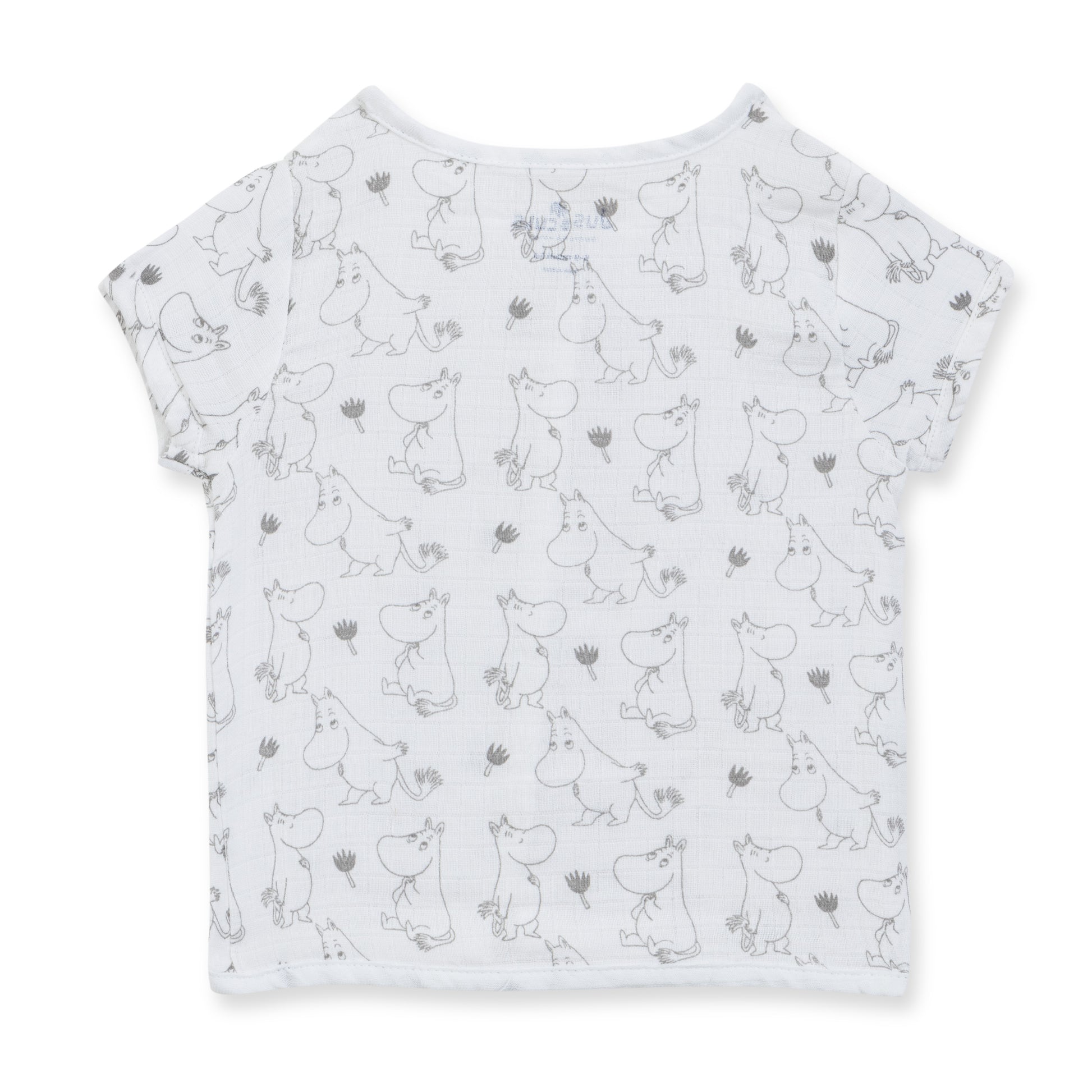 "Baby Muslin Cotton Front-Open T-Shirt – Adorable Cartoon Print"