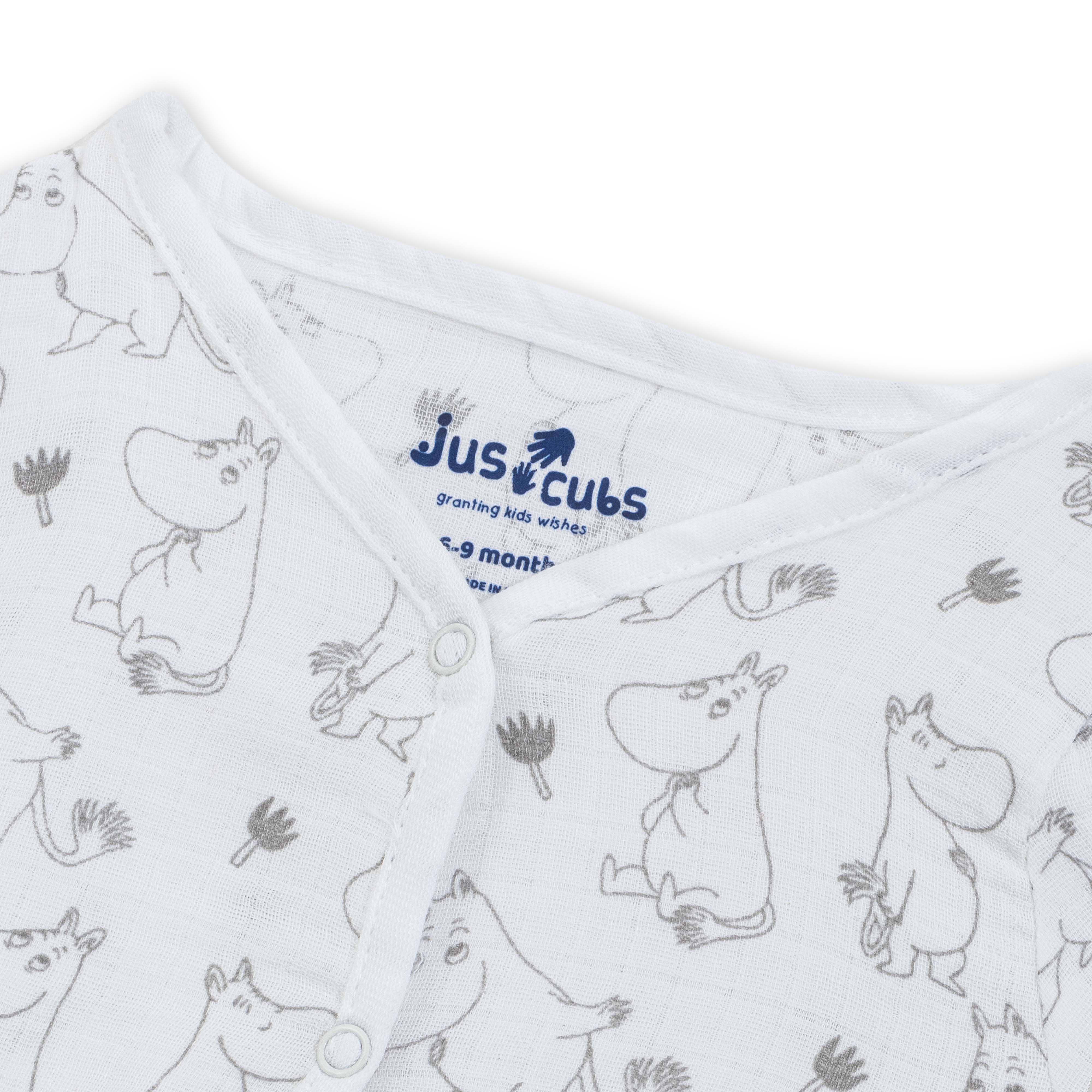 "Baby Muslin Cotton Front-Open T-Shirt – Adorable Cartoon Print"