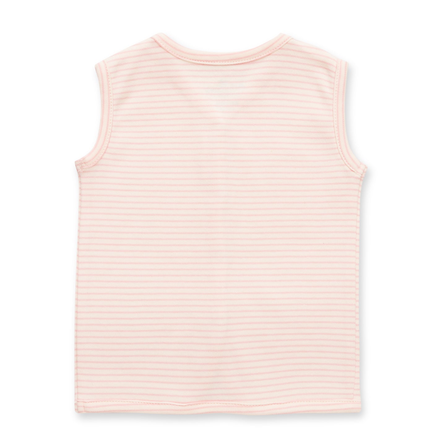 "Baby Sleeveless Cotton Vest & Shorts Set – Pastel Pink Striped"